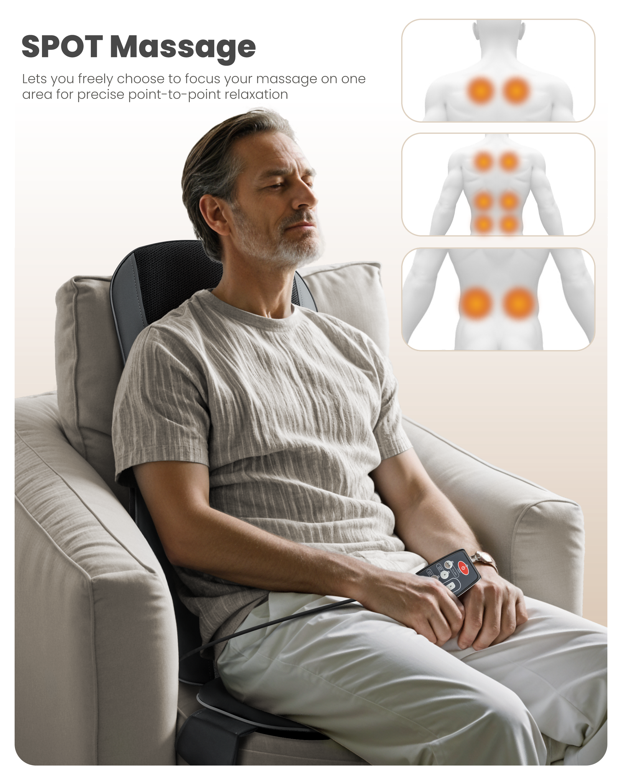 Comfier Back Massager Comfier Back Massager with Heat, Full Back Massager for Chair with 2 Shiatsu Speeds, Heated Chair Massage Pad with Spot ,Massage Seat Pad for Home Office use CF-2405