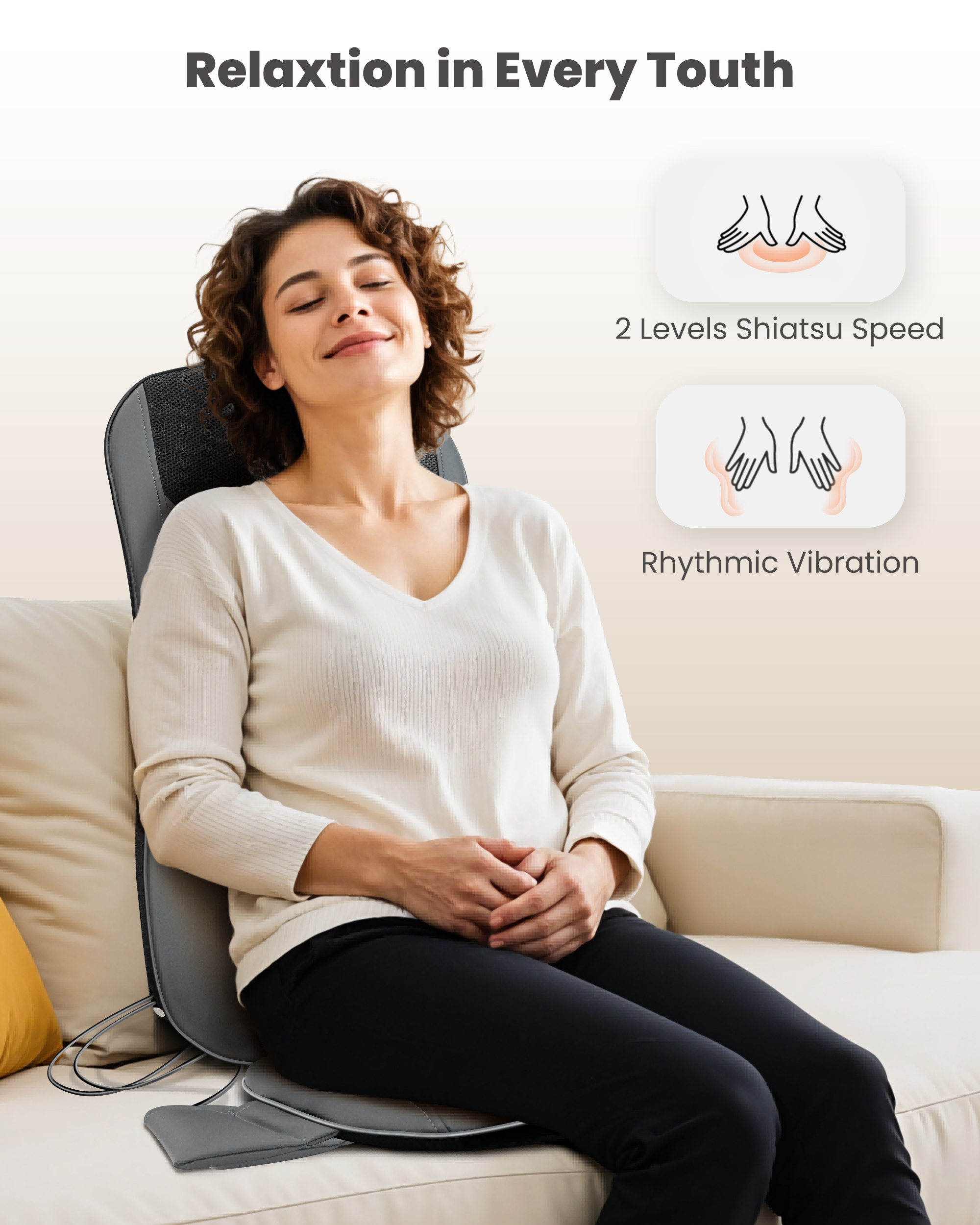 Comfier Back Massager Comfier Back Massager with Heat, Full Back Massager for Chair with 2 Shiatsu Speeds, Heated Chair Massage Pad with Spot ,Massage Seat Pad for Home Office use CF-2405
