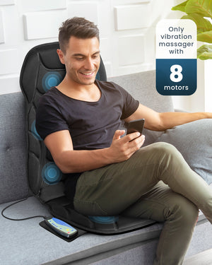 Comfier Back Massager Comfier Back Massager with Heat, Vibration Massage Seat Cushion with 8 Massage Nodes & 5 Modes, Adjustable Chair Massage Pad for Home Office, Heated Chair Pad CF-2402