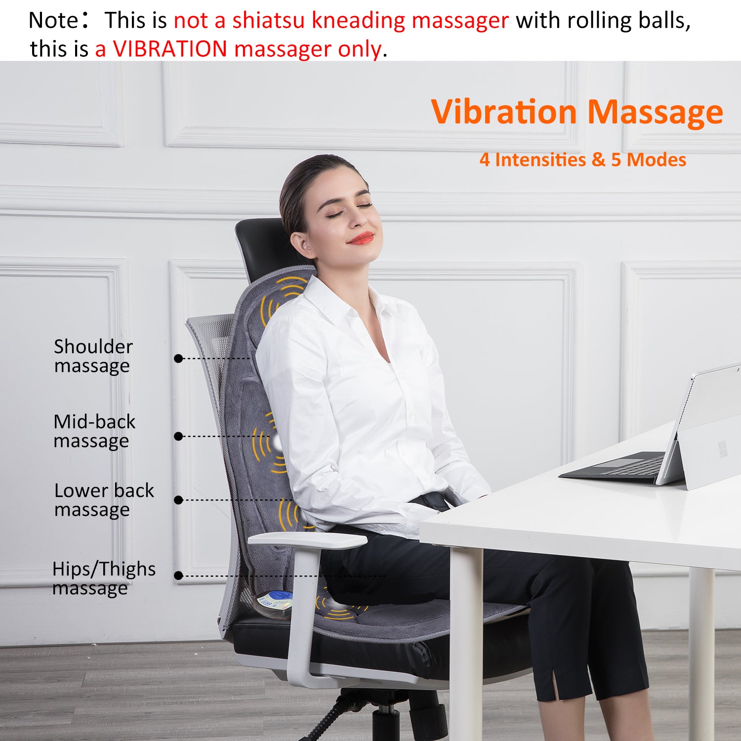 Comfier Back Massager COMFIER Christmas Gifts Back Massage seat Cushion,5 Massage Modes & 4 Insentities Vibration, Back Massager for Chair, Massager Chair Pad with Heat for Home Office Use CF-2602