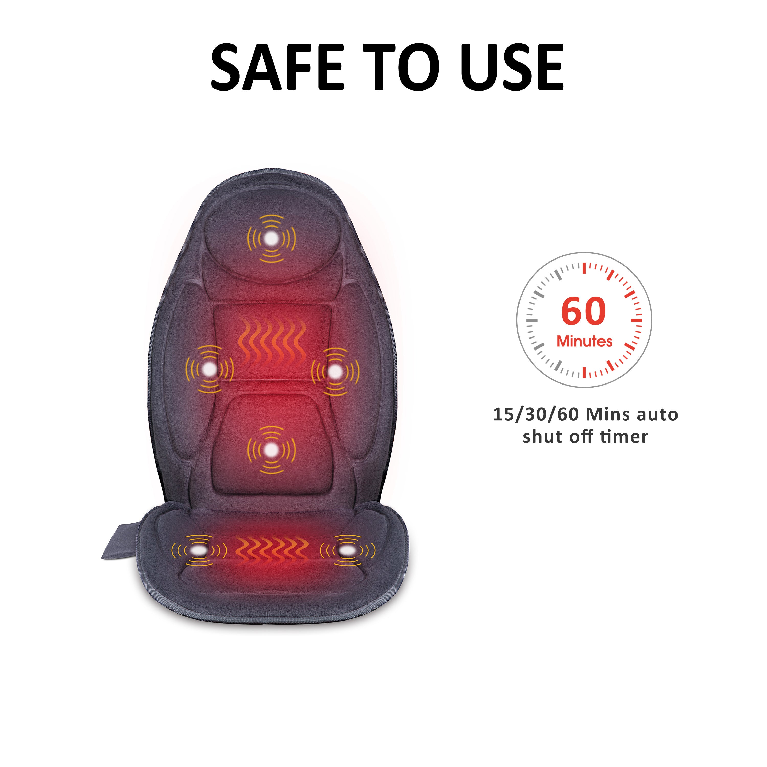Comfier Back Massager COMFIER Christmas Gifts Back Massage seat Cushion,5 Massage Modes & 4 Insentities Vibration, Back Massager for Chair, Massager Chair Pad with Heat for Home Office Use CF-2602