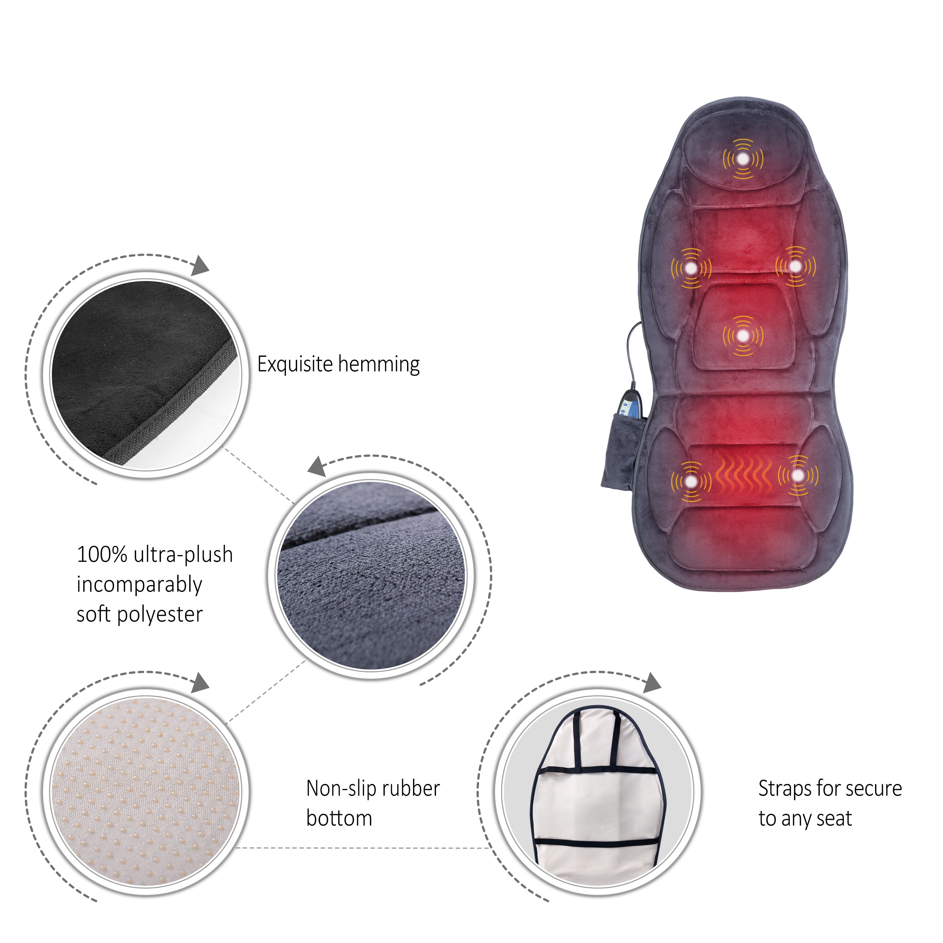 Comfier Back Massager COMFIER Christmas Gifts Back Massage seat Cushion,5 Massage Modes & 4 Insentities Vibration, Back Massager for Chair, Massager Chair Pad with Heat for Home Office Use CF-2602