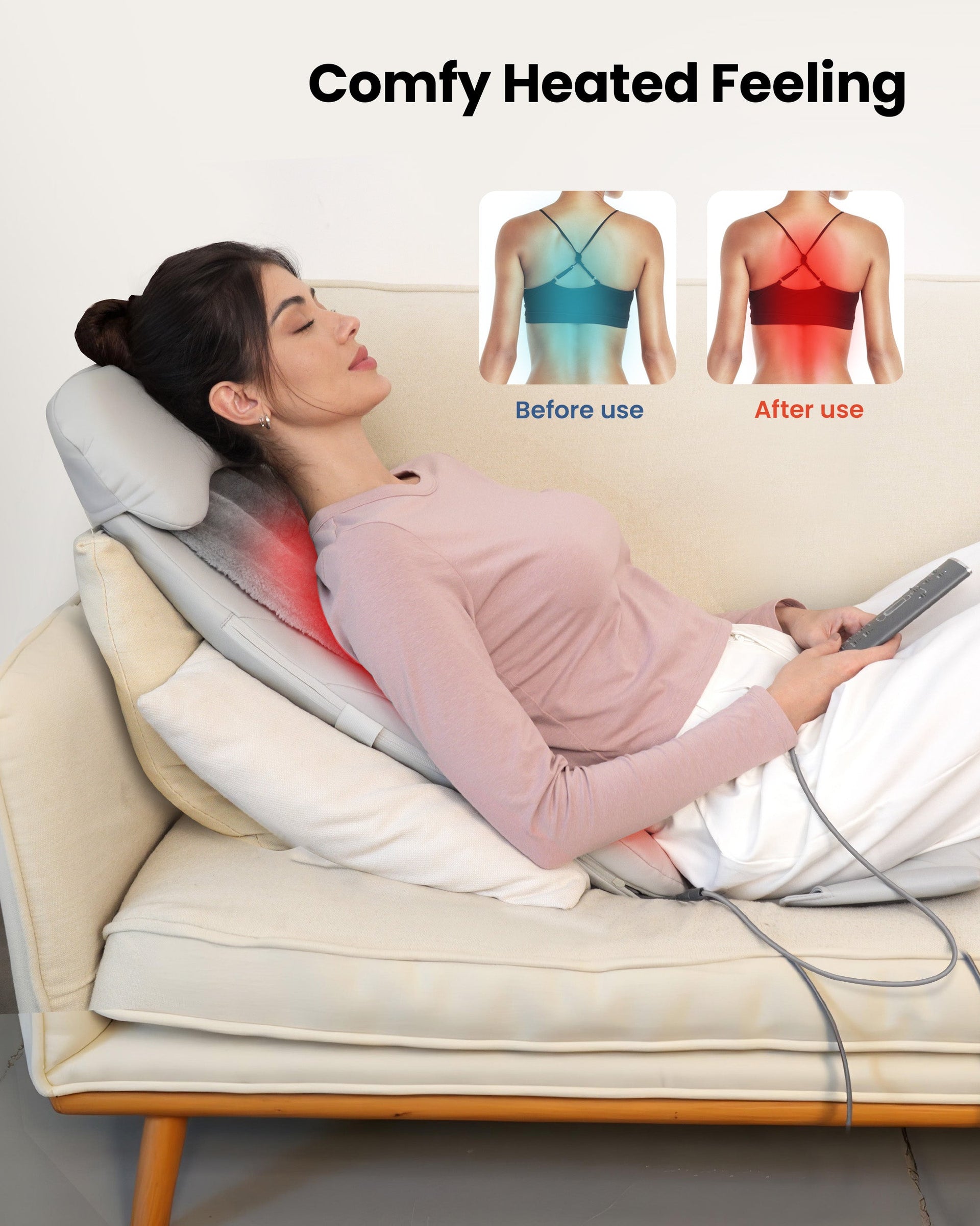 Comfier Back Massager Comfier Shiatsu Back Massager with Heat, Deep Tissue Kneading Chair Massager with Vibration, 2D/3D Shiatu Massage Seat Cushion, Full Back Massage Chair Pad CF-2311