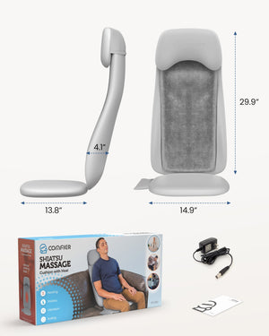 Comfier Back Massager Comfier Shiatsu Back Massager with Heat, Deep Tissue Kneading Chair Massager with Vibration, 2D/3D Shiatu Massage Seat Cushion, Full Back Massage Chair Pad CF-2311