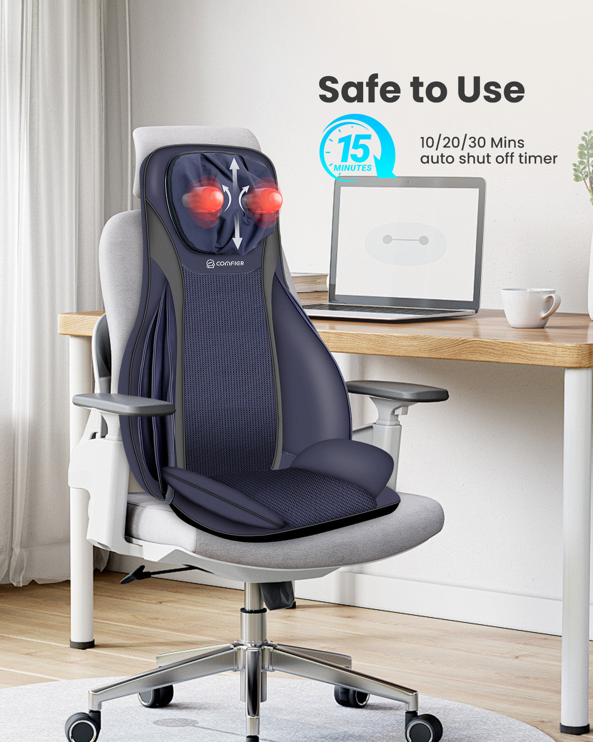 Comfier Back Massager COMFIER Shiatsu Neck Back Massager with Heat, Massage Chair Pad with Tapping,Kneading Chair Massager,Seat Massager for Neck, Back and Shoulders CF-2406