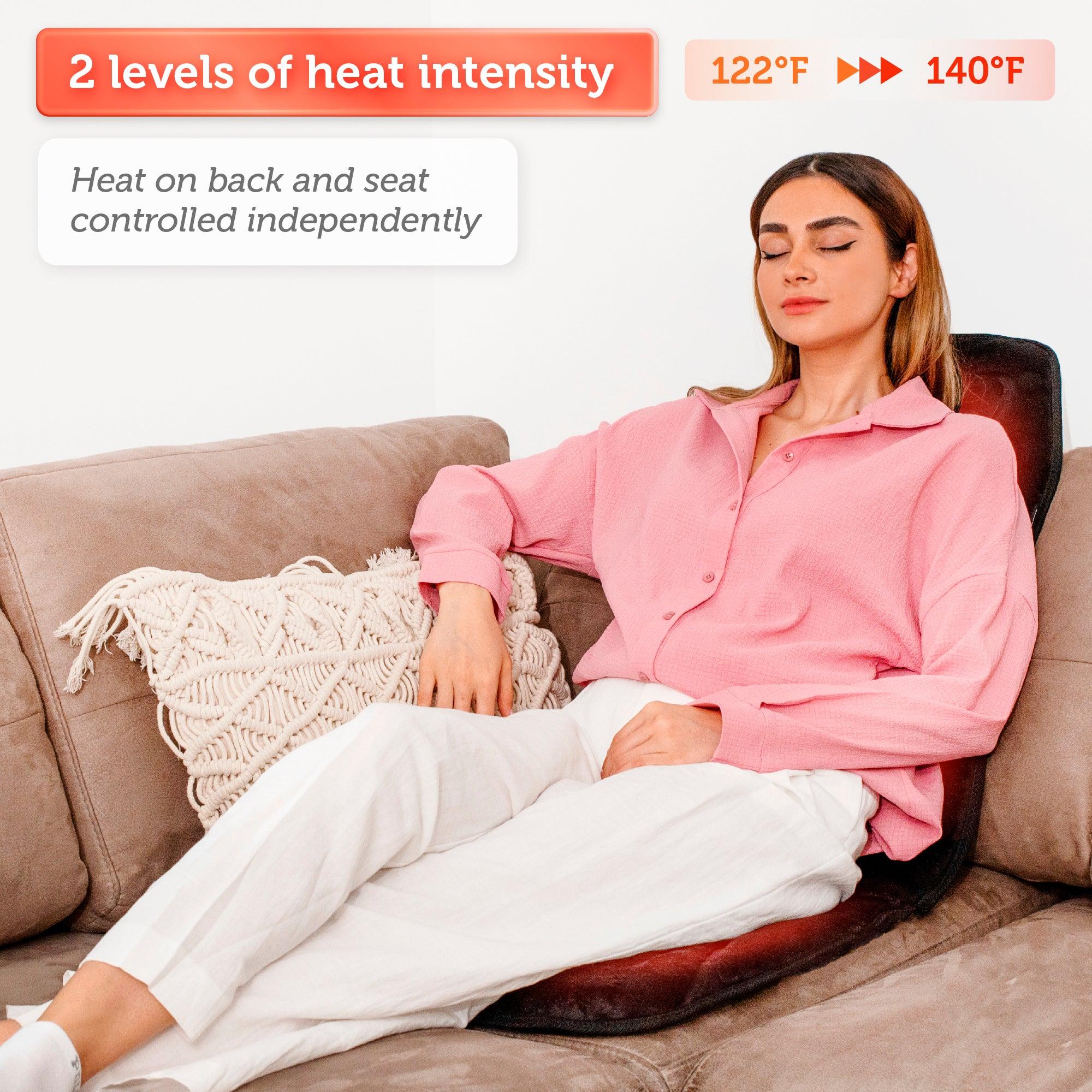 2-level heat 122-140°F on back & seat of chair massager for office chair
