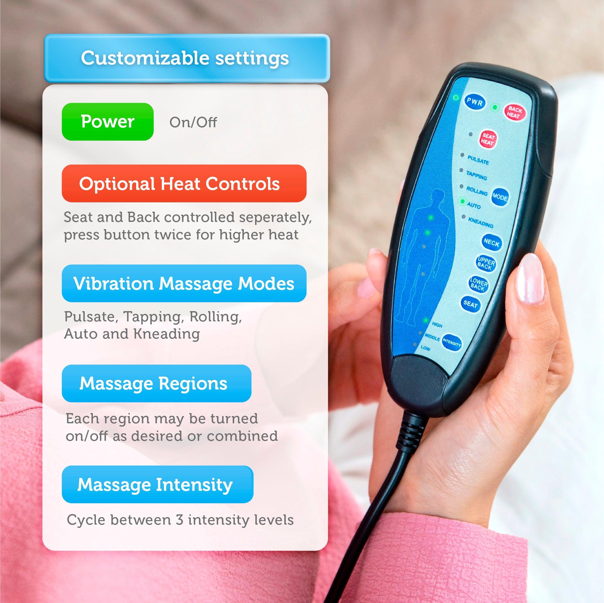 Custom modes & 3 intensities on CF-2206 office chair massager pad remote