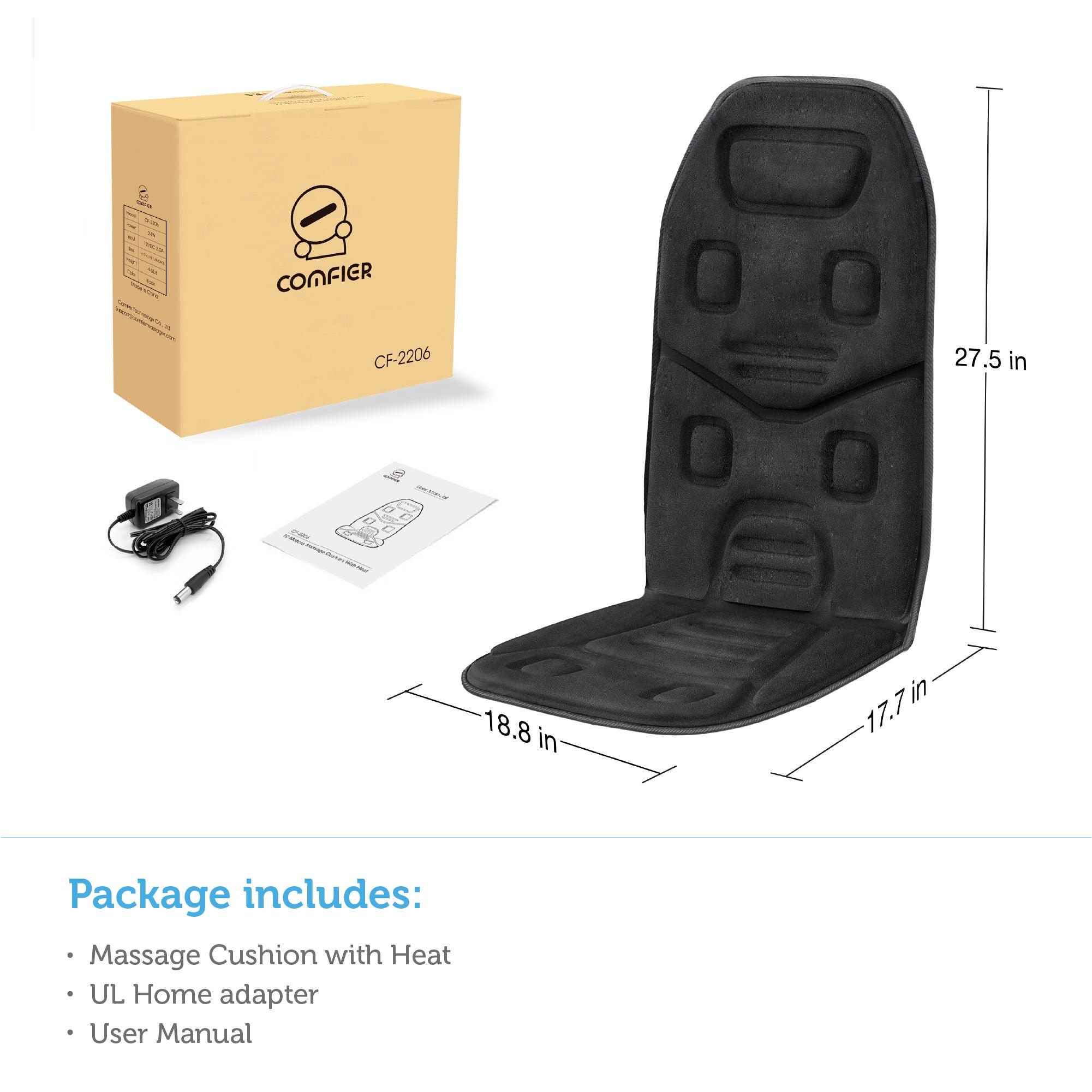 Comfier Back Massager Comfier Vibration Back Massage Cushion with Heat, Massage Pad for Home or Office Chair CF-2206