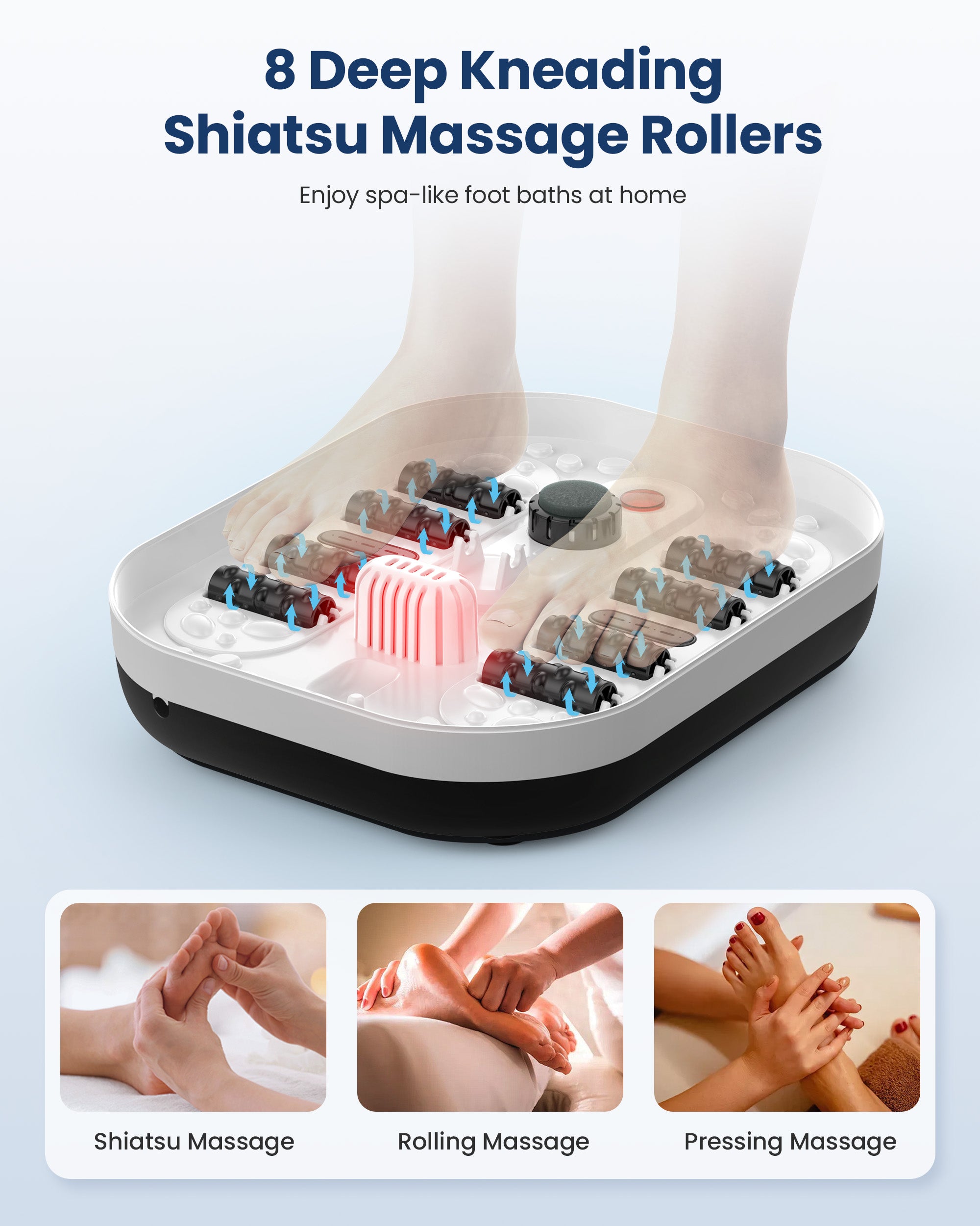 Comfier Bathroom Accessories Comfier Collapsible Foot Spa Bath Massager with Heat, Pedicure Foot Spa with Bubbles, Red Light, Pumice Stone and Shiatsu Massage Rollers, Heated Bath Spa for Relaxation and Stress Relief CF-5415