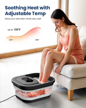 Comfier Bathroom Accessories Comfier Collapsible Foot Spa Bath Massager with Heat, Pedicure Foot Spa with Bubbles, Red Light, Pumice Stone and Shiatsu Massage Rollers, Heated Bath Spa for Relaxation and Stress Relief CF-5415