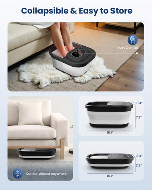 Comfier Bathroom Accessories Comfier Collapsible Foot Spa Bath Massager with Heat, Pedicure Foot Spa with Bubbles, Red Light, Pumice Stone and Shiatsu Massage Rollers, Heated Bath Spa for Relaxation and Stress Relief CF-5415