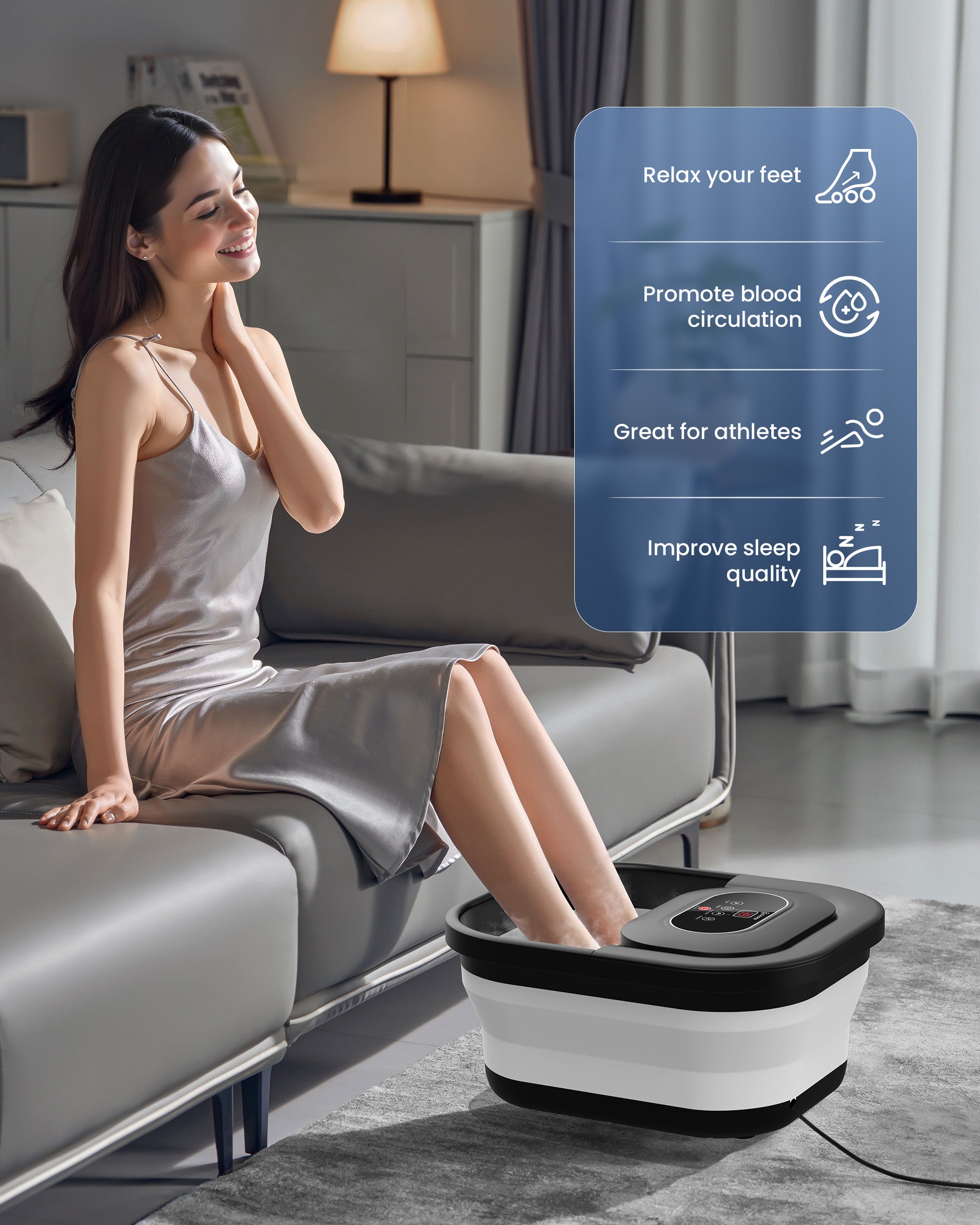 Comfier Bathroom Accessories Comfier Collapsible Foot Spa Bath Massager with Heat, Pedicure Foot Spa with Bubbles, Red Light, Pumice Stone and Shiatsu Massage Rollers, Heated Bath Spa for Relaxation and Stress Relief CF-5415