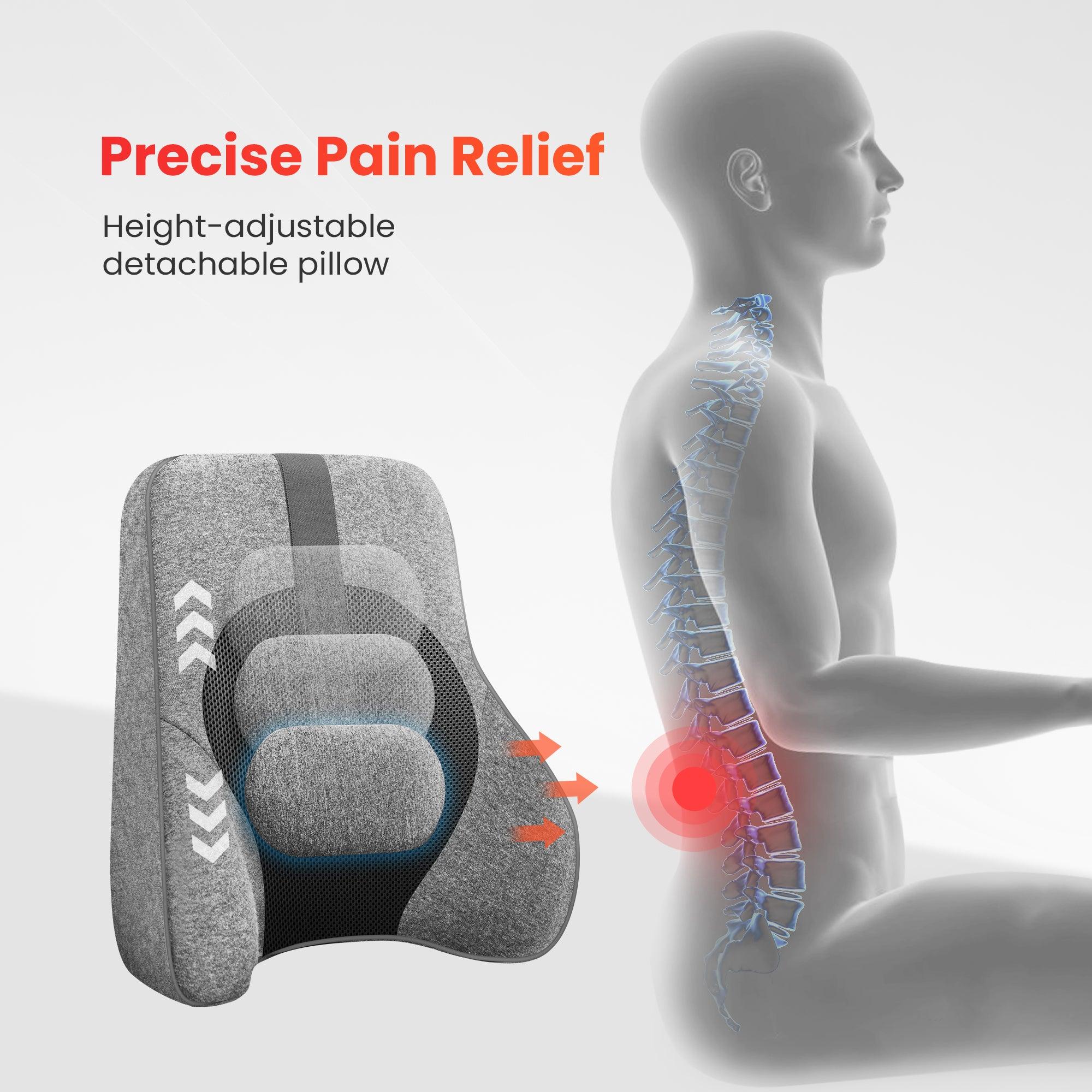 Comfier Comfier Back Lumbar Support Pillow, with 4 Shiatsu Massage Heads & Heating Function, Memory Foam for Office Chair Car Gaming Chair CF-1503S