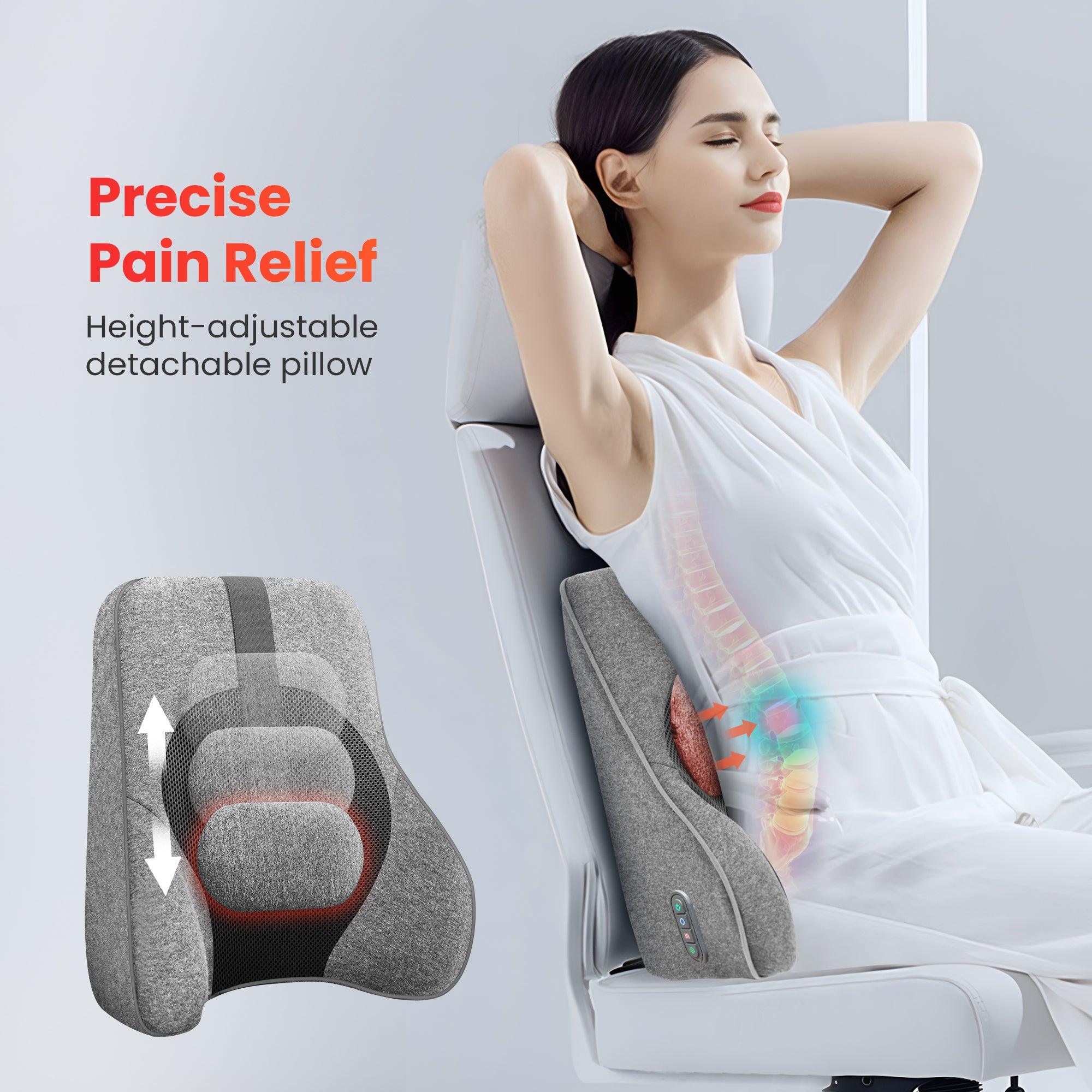 Comfier Comfier Back Lumbar Support Pillow, with 4 Shiatsu Massage Heads & Heating Function, Memory Foam for Office Chair Car Gaming Chair CF-1503S