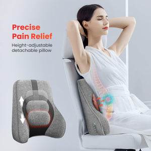 Comfier Comfier Back Lumbar Support Pillow, with 4 Shiatsu Massage Heads & Heating Function, Memory Foam for Office Chair Car Gaming Chair CF-1503S