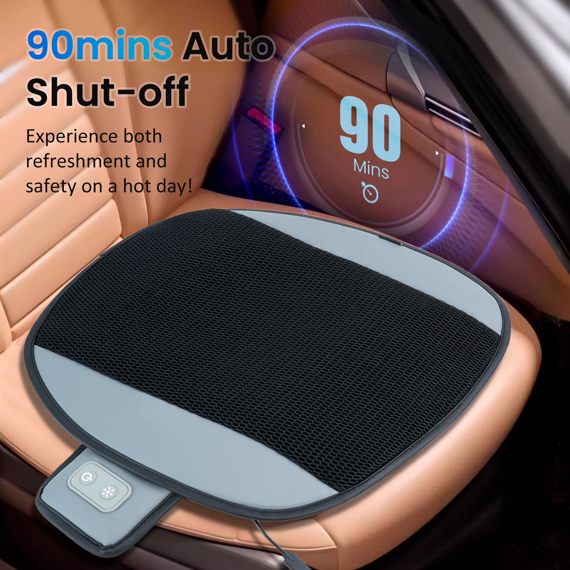 Comfier Cooling Seat Cushion Comfier Cooling Seat Cushion with Fans, Cooling Seat Covers for Car, Quick Cooling & 3 Speed Adjustable, Cooling Car Seat Cushion for Cars Home Office CF-1401