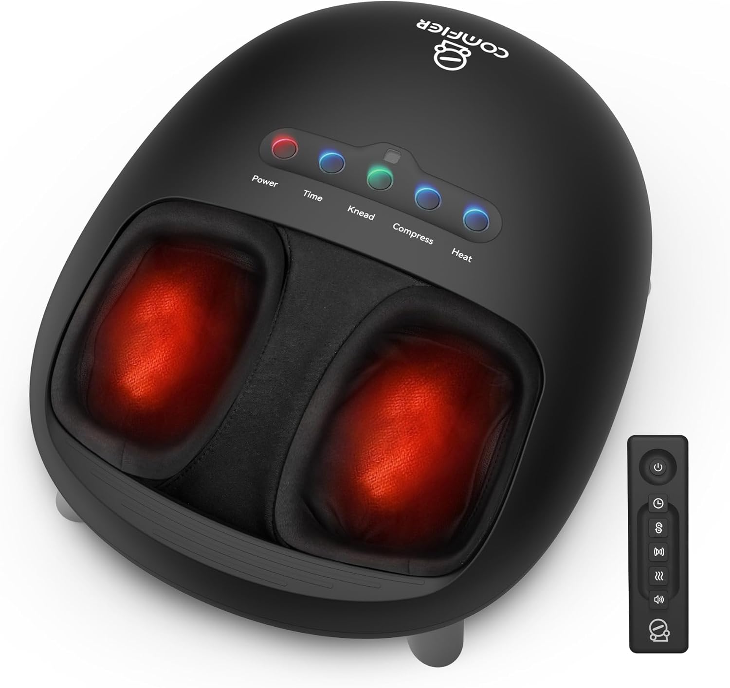 Comfier Foot Massager Black Comfier Shiatsu Foot Massager with Heat, Kneading and Vibration Massage Electric Heated Foot Massager, Up to size 14 CF- 5332