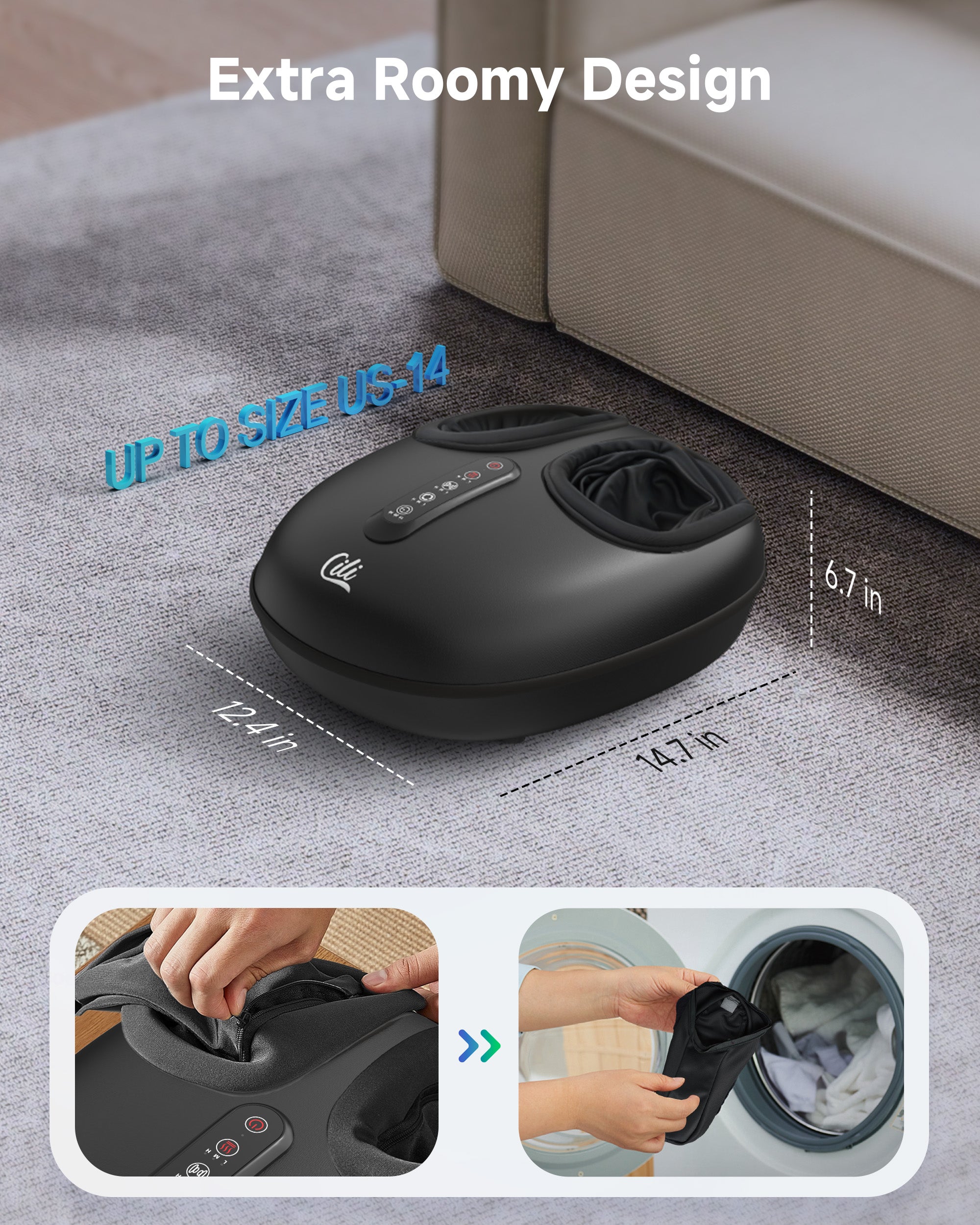 Comfier Foot Massager CILI Shiatsu Foot Massager with Heat,Electric Heated Feet Massager with Compression,Rolling & Kneading Massage,Feet Massage Machine for Plantar Fasciitis,Up to Size 14 CL-5445