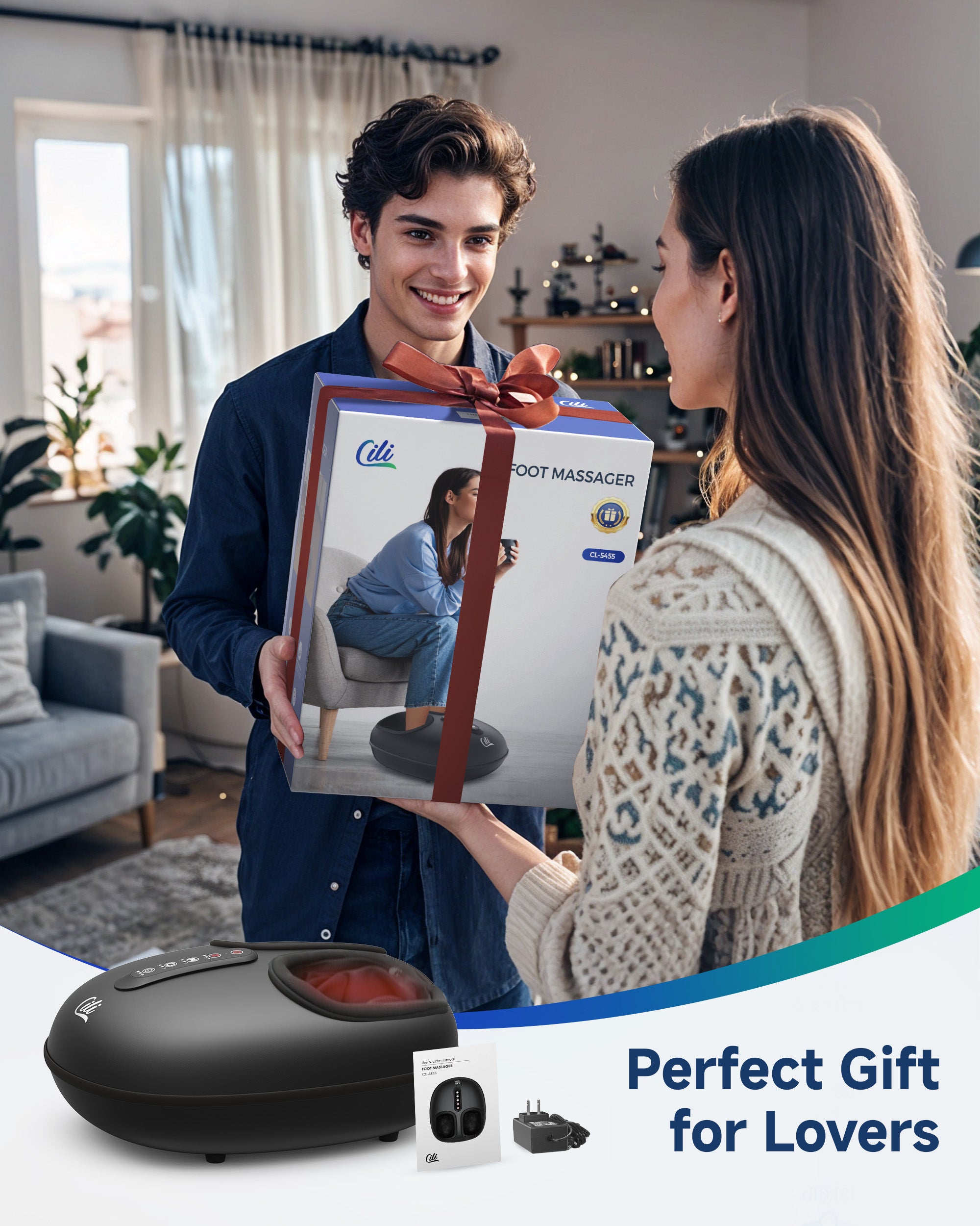 Comfier Foot Massager CILI Shiatsu Foot Massager with Heat,Electric Heated Feet Massager with Compression,Rolling & Kneading Massage,Feet Massage Machine for Plantar Fasciitis,Up to Size 14 CL-5445