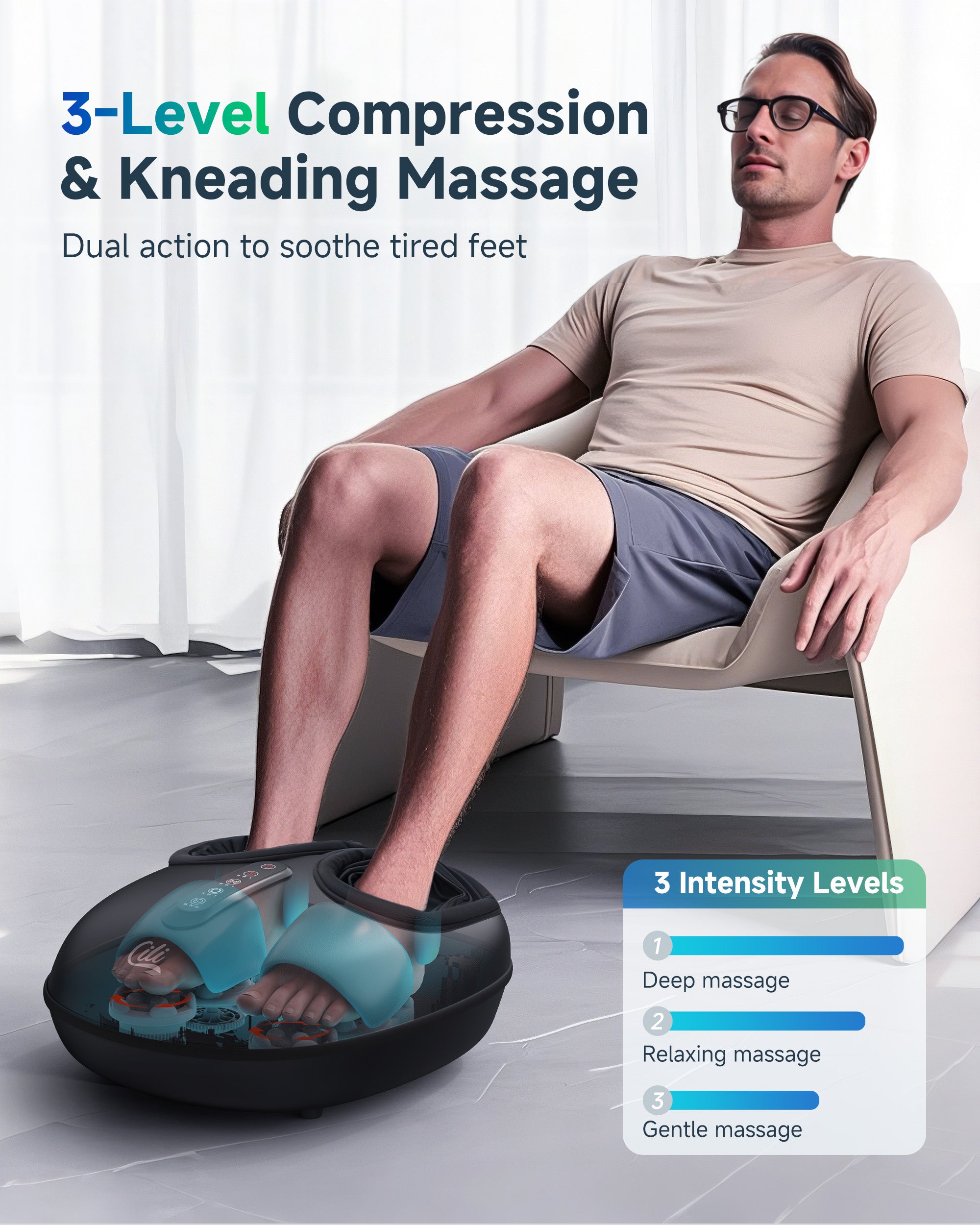 Comfier Foot Massager CILI Shiatsu Foot Massager with Heat,Electric Heated Feet Massager with Compression,Rolling & Kneading Massage,Feet Massage Machine for Plantar Fasciitis,Up to Size 14 CL-5445