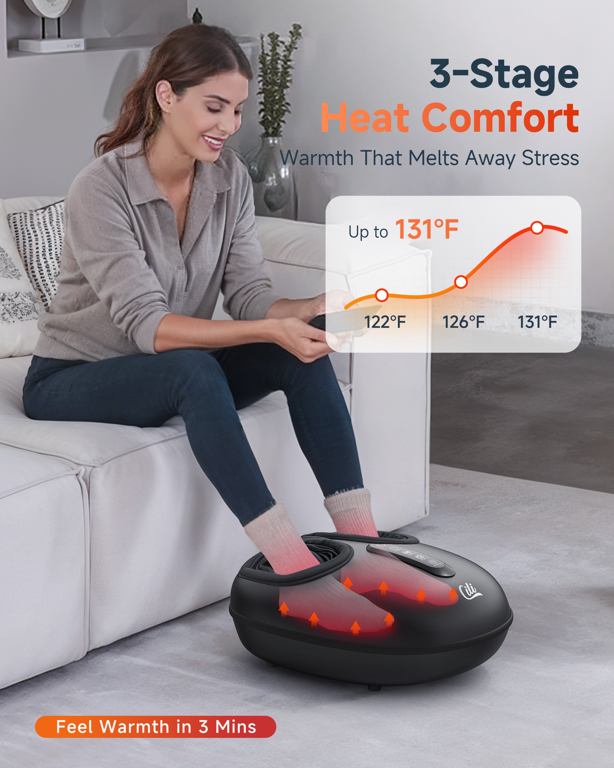 Comfier Foot Massager CILI Shiatsu Foot Massager with Heat,Electric Heated Feet Massager with Compression,Rolling & Kneading Massage,Feet Massage Machine for Plantar Fasciitis,Up to Size 14 CL-5445