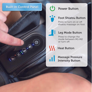 Easy built-in control panel powers shiatsu, heat & intensity – Comfier 2 in 1 Foot Massager