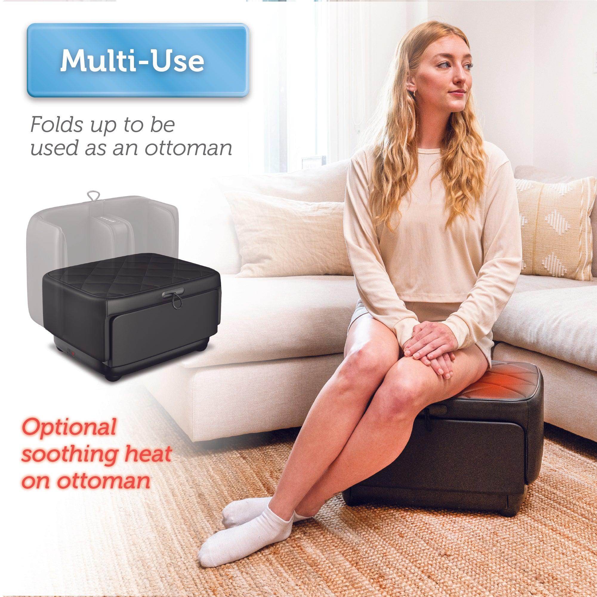 Fold-up ottoman mode with optional heat – Comfier 2 in 1 Foot Massager saves space