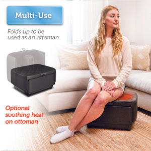 Fold-up ottoman mode with optional heat – Comfier 2 in 1 Foot Massager saves space