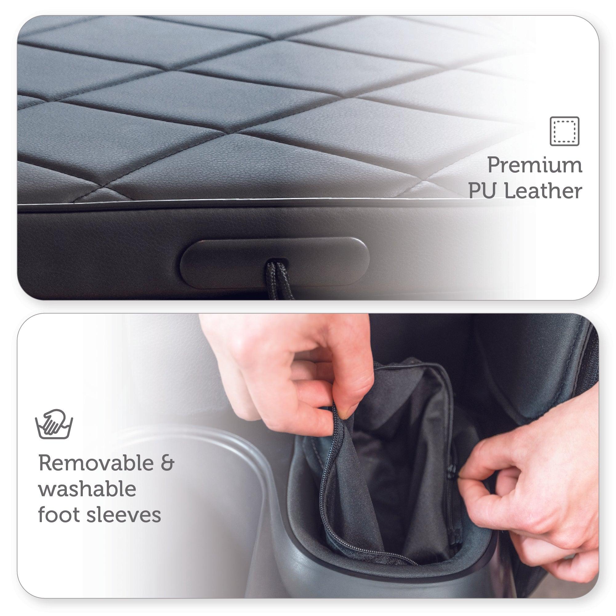 Premium PU leather, removable washable sleeves – Comfier 2 in 1 Foot Massager hygiene upgrade
