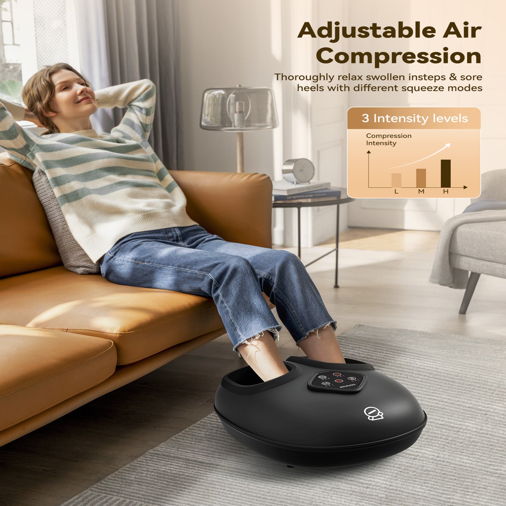 Comfier Foot Massager Comfier 2025 Upgrade Larger Foot Massager with Size 14, Shiatsu Feet Machine with Heat,Compression, Kneading &rolling,foot Massage for neuropathy,Plantar Fasciitis, Home or Office CF-5425