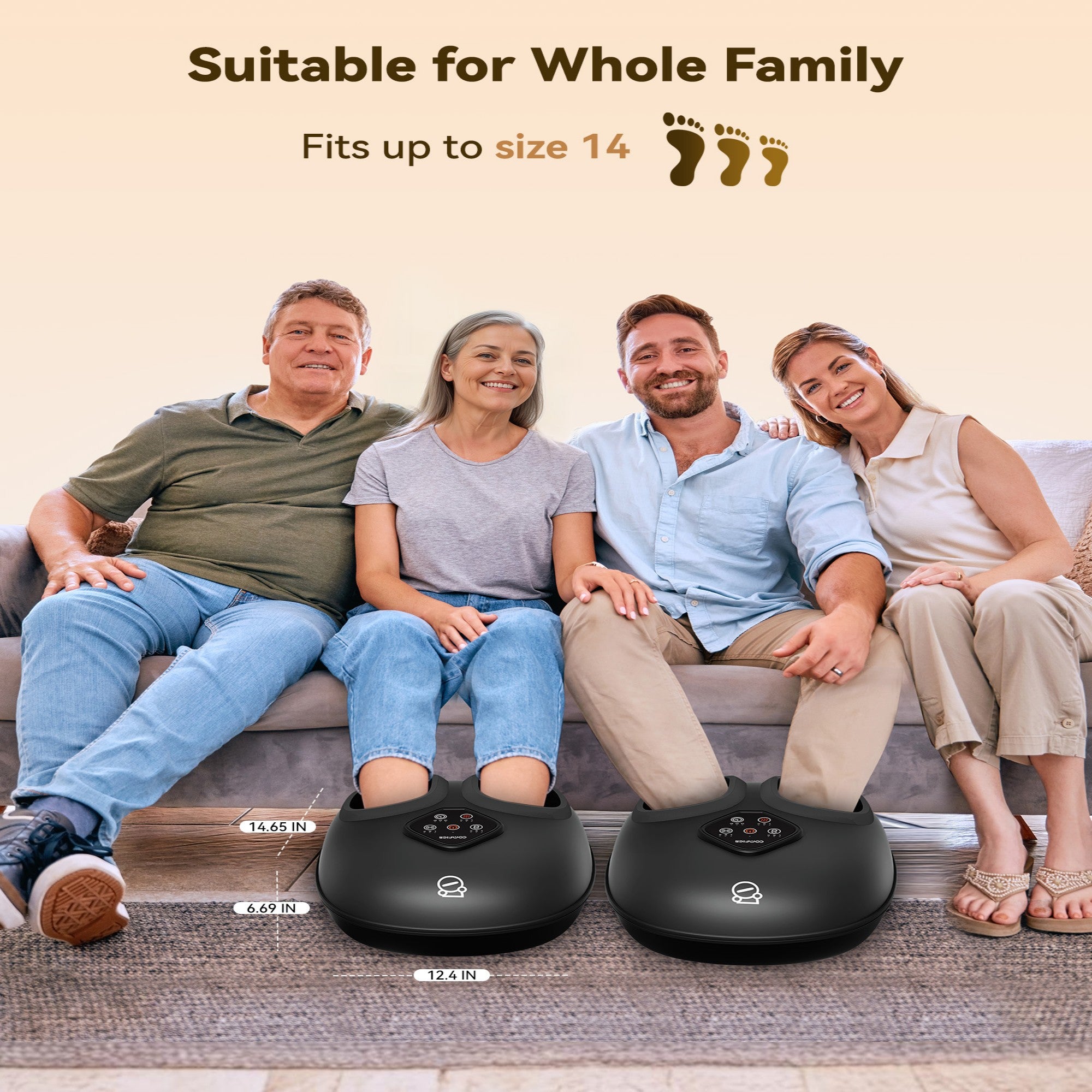 Comfier Foot Massager Comfier 2025 Upgrade Larger Foot Massager with Size 14, Shiatsu Feet Machine with Heat,Compression, Kneading &rolling,foot Massage for neuropathy,Plantar Fasciitis, Home or Office CF-5425