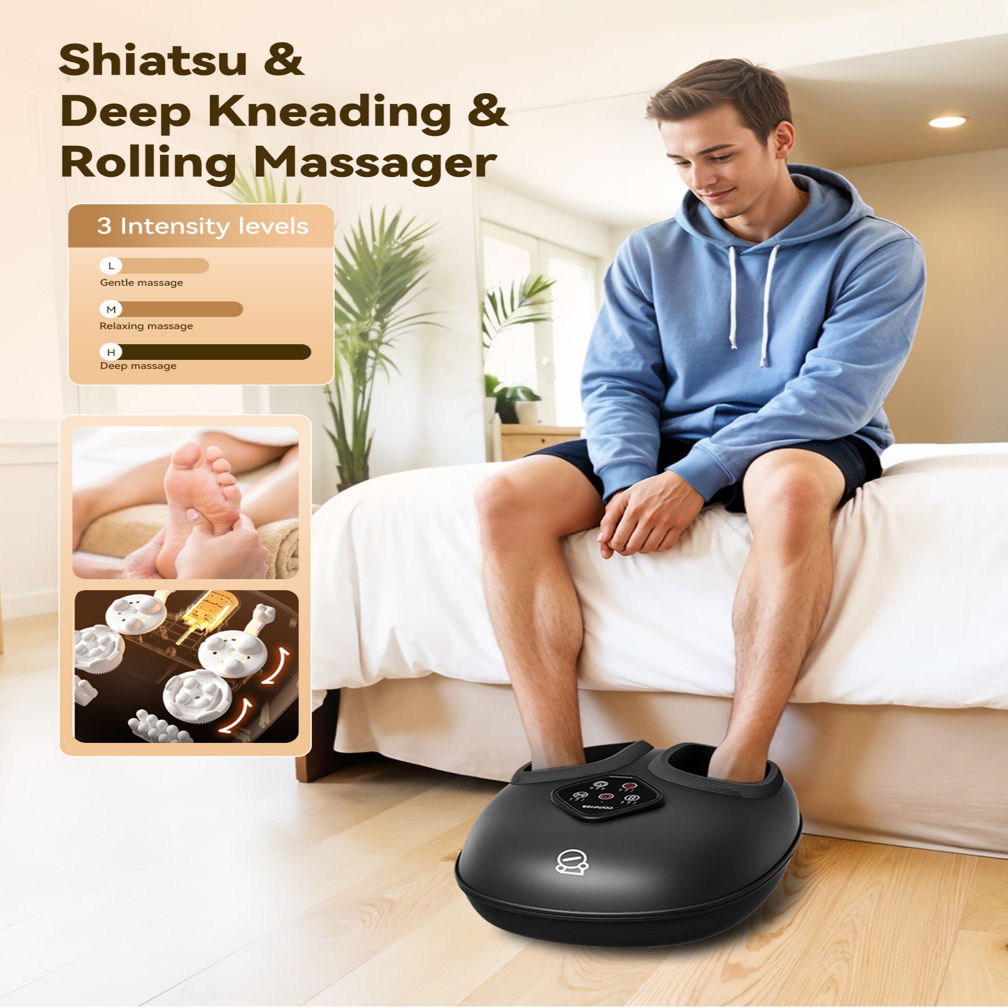 Comfier Foot Massager Comfier 2025 Upgrade Larger Foot Massager with Size 14, Shiatsu Feet Machine with Heat,Compression, Kneading &rolling,foot Massage for neuropathy,Plantar Fasciitis, Home or Office CF-5425