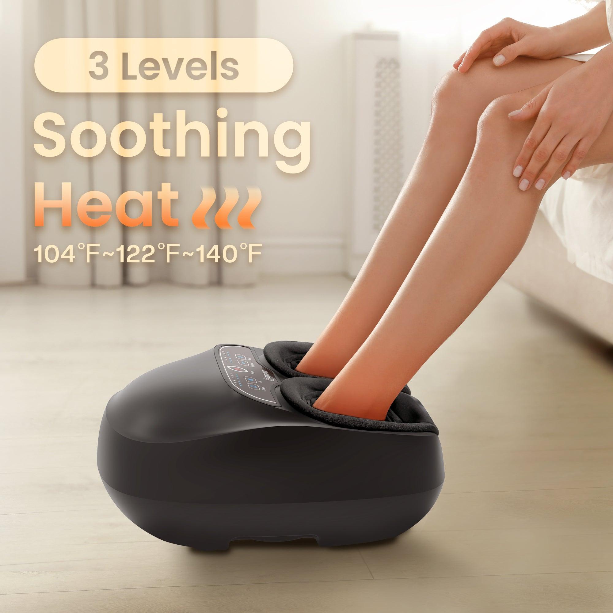 Foot massager with heater – 3 soothing heat levels 104-140°F for plantar fasciitis comfort
