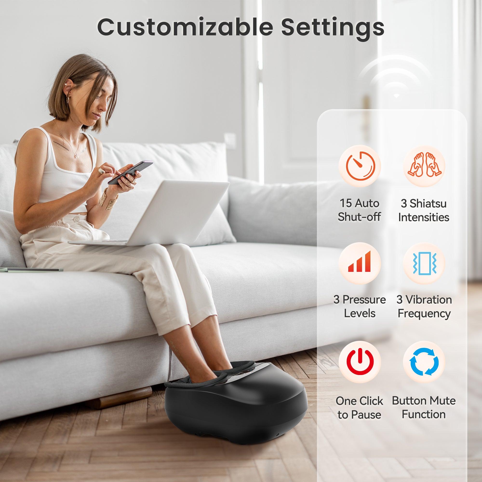 Comfier Foot Massager Comfier Foot Massager Machine with Heat, Shiatsu Feet Massager for Plantar Fasciitis Neuropathy, Remote Control, Customizable Settings, Pause Function, UP to Men Size 13 CF-5310