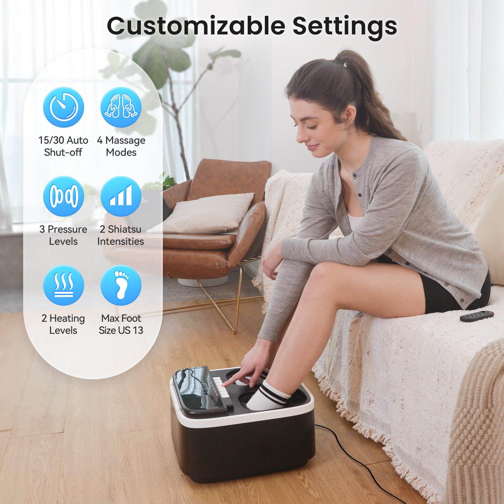 Comfier Foot Massager Comfier Foot Massager with Heat, Shiatsu Foot Massager Machine for Neuropathy Plantar Fasciitis, Squeeze & Rolling Foot Massage, Remote Control & Piano-Key Button CF-5326