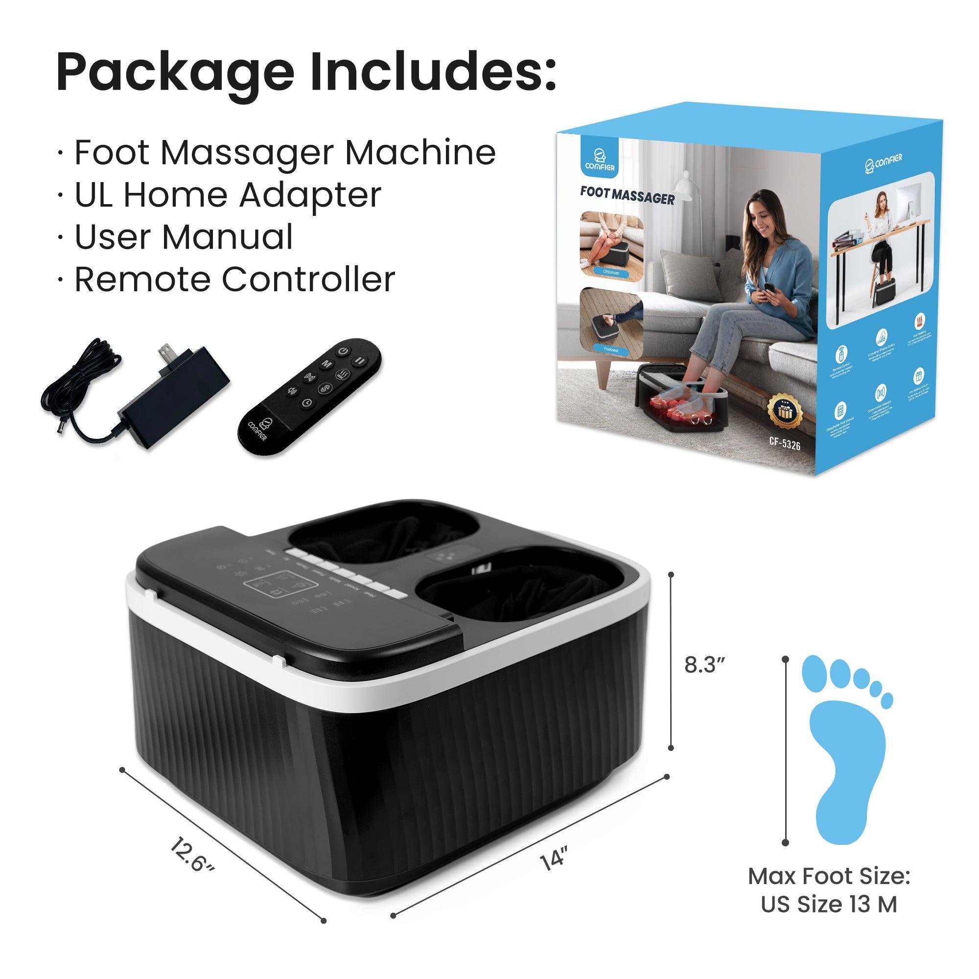 Comfier Foot Massager Comfier Foot Massager with Heat, Shiatsu Foot Massager Machine for Neuropathy Plantar Fasciitis, Squeeze & Rolling Foot Massage, Remote Control & Piano-Key Button CF-5326