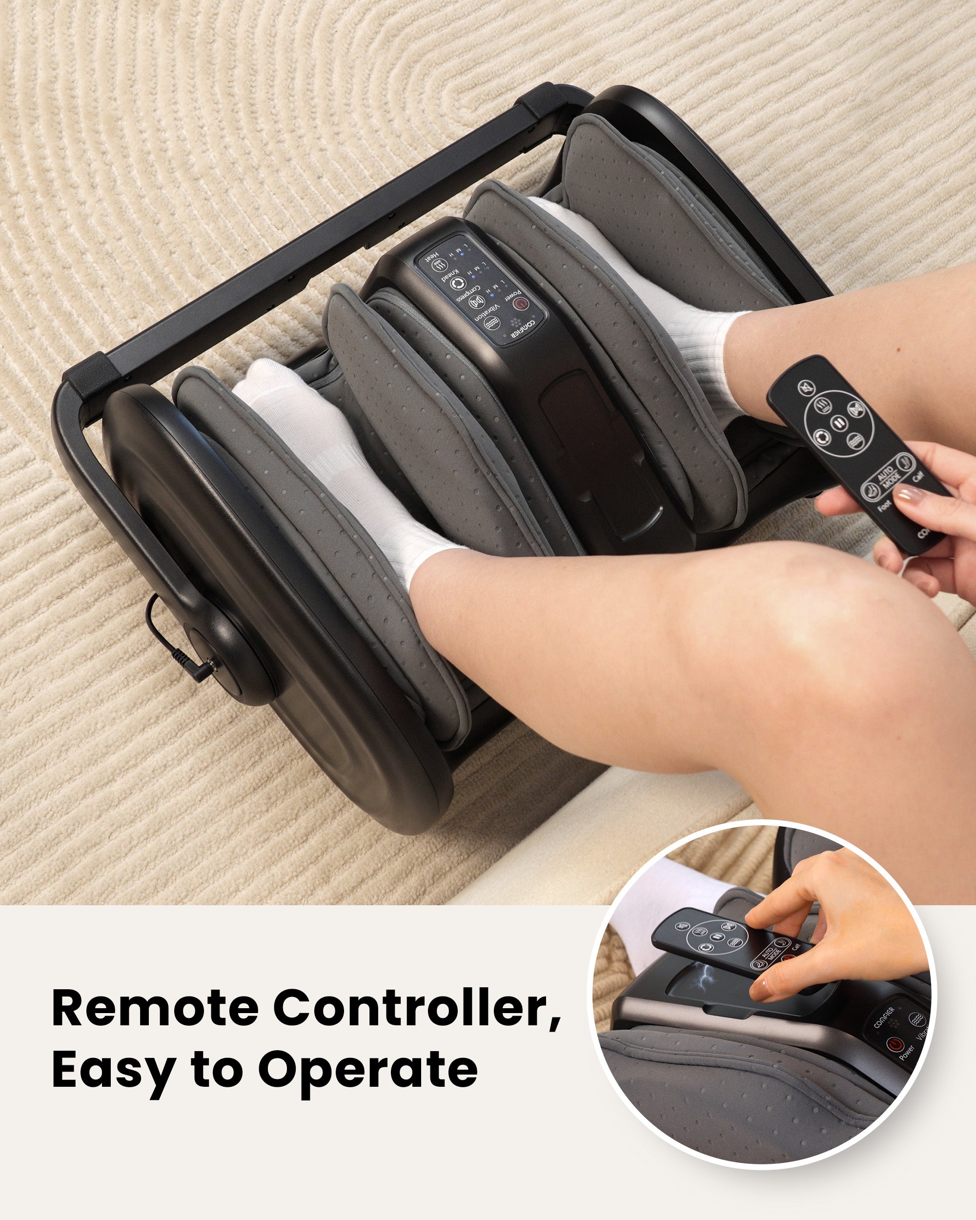 Foot Calf Massager with Heat, Squeeze & Vibration, Remote Control - 5416 Foot Calf Massager with Heat, Squeeze & Vibration, Remote Control - 5416