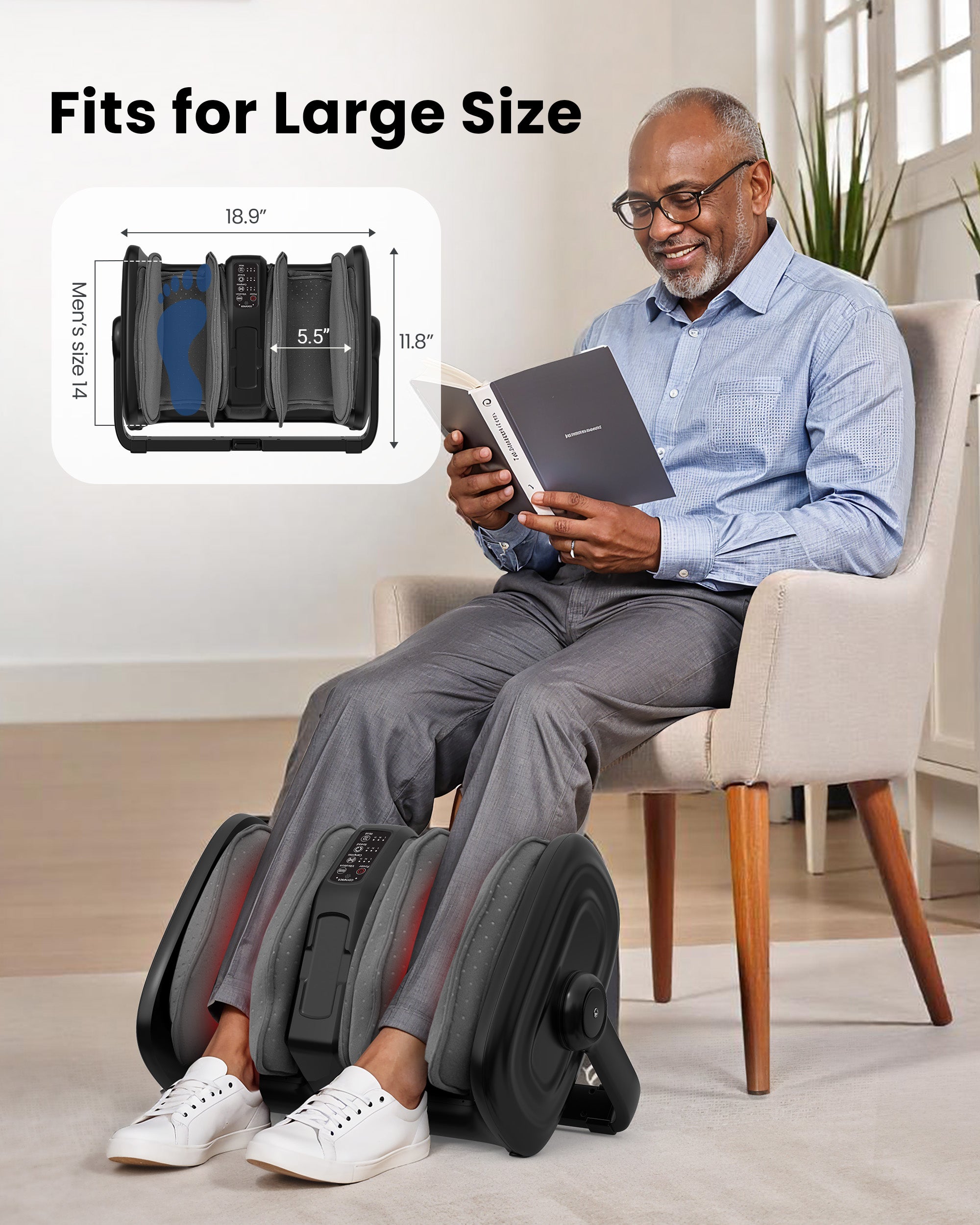 Foot Calf Massager with Heat, Squeeze & Vibration, Remote Control - 5416 Foot Calf Massager with Heat, Squeeze & Vibration, Remote Control - 5416