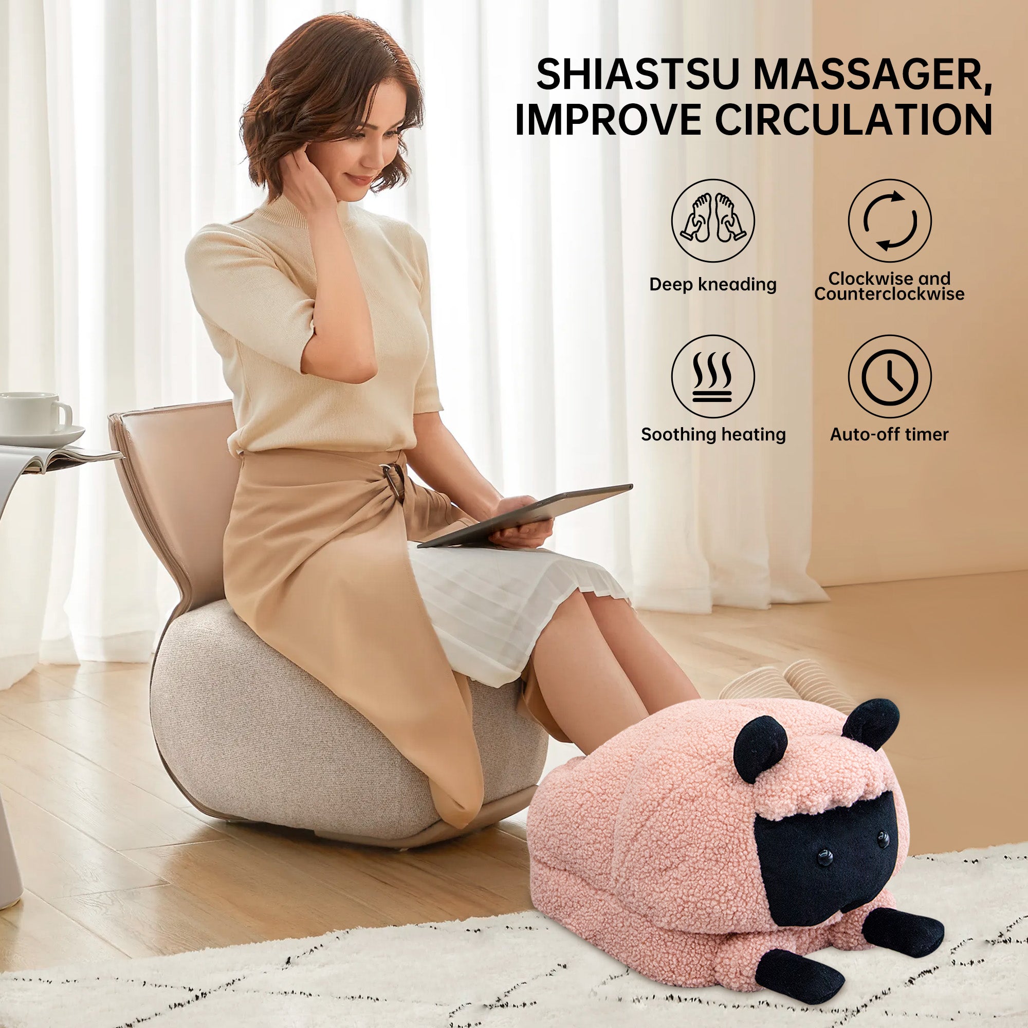 Comfier Foot Massager Comfier Shiatsu Foot Massager with Heat for Tired Foot Blood Circulation, Pink, Perfect Gift  CF-5403SWM