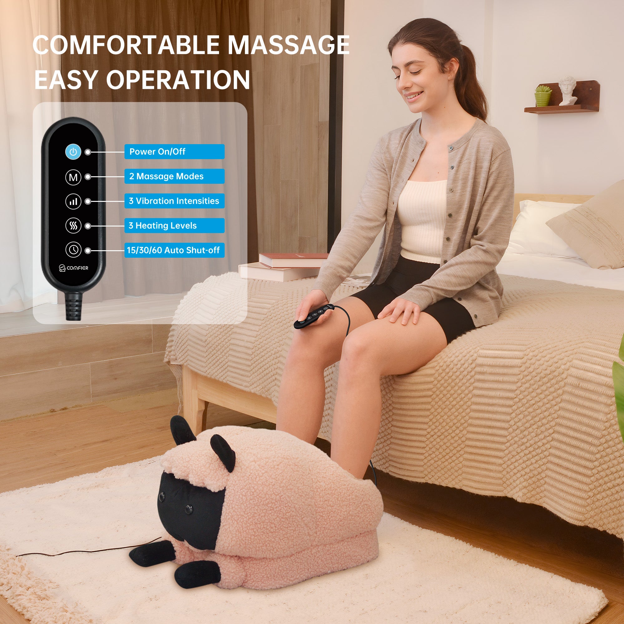 Comfier Foot Massager Comfier Shiatsu Foot Massager with Heat for Tired Foot Blood Circulation, Pink, Perfect Gift  CF-5403SWM