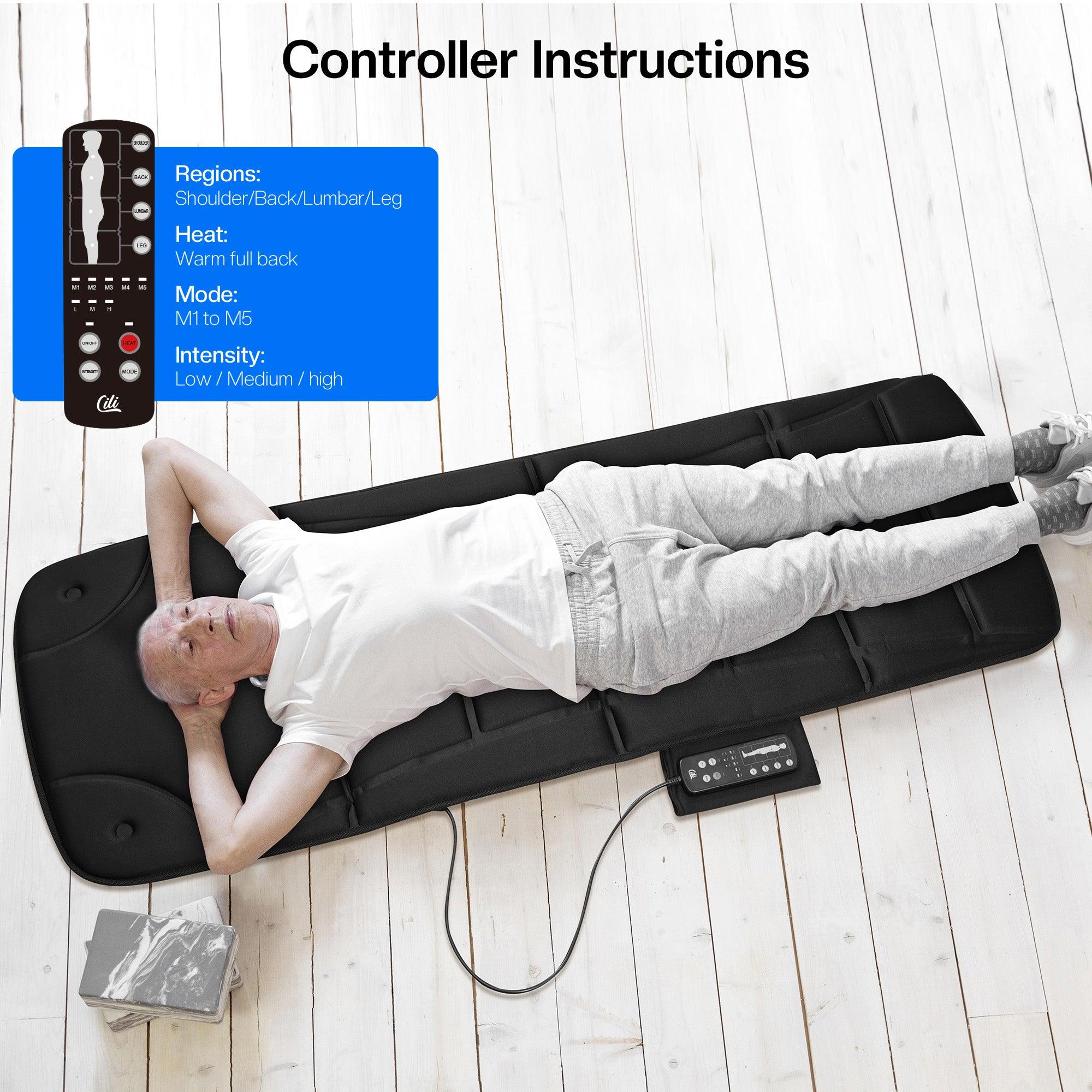 Comfier Full Body Massager CILI Full Body Massage Mat 10 Vibration Massage Motors with Heating for Back, Shoulder, Leg, Gifts for Men Women, Mom Dad, Black CL-3701
