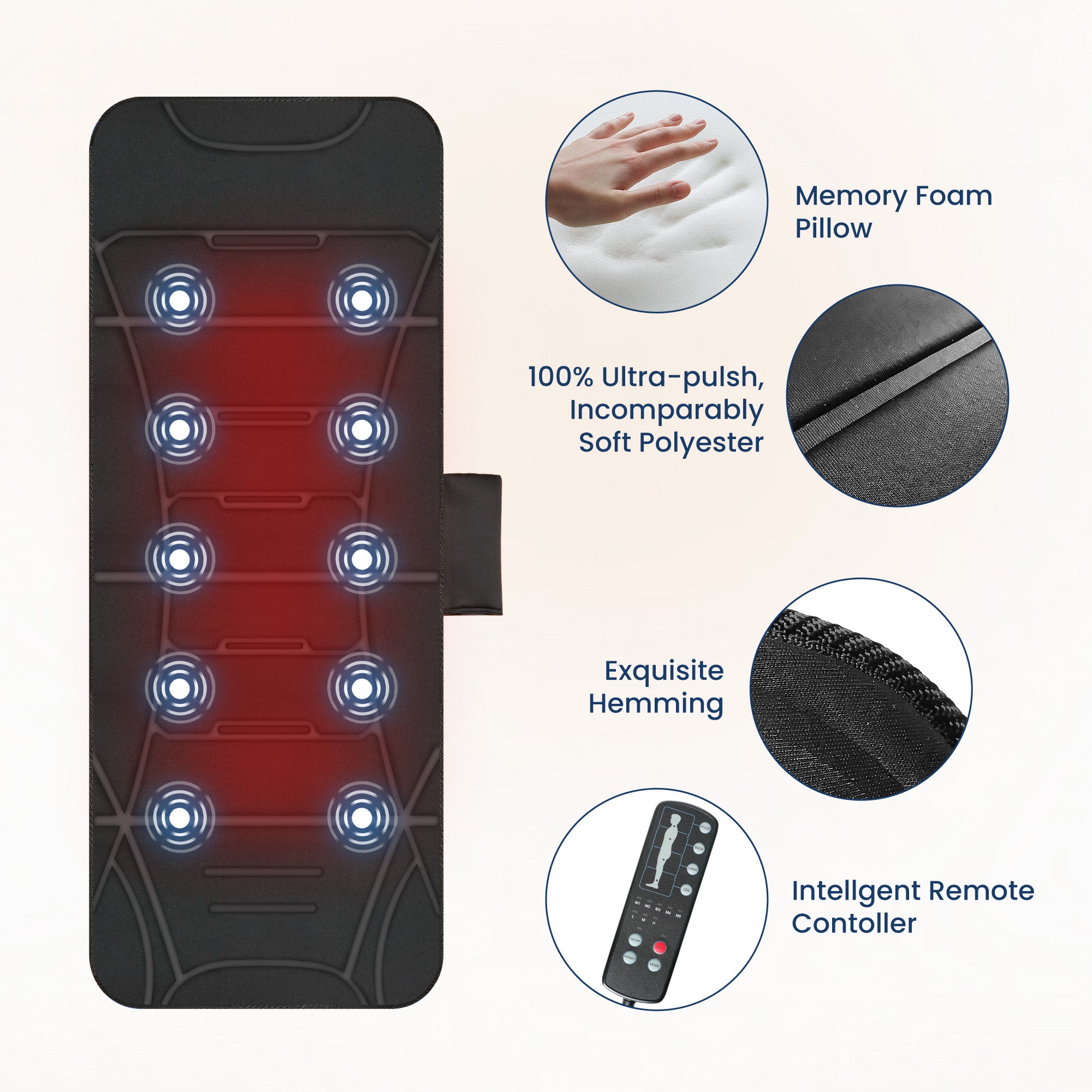 Comfier Full Body Massager COMFIER Full Body Massage Mat Pad for Bed, Massage Chair Pad with 10 Vibration Motors & 5 Massage Modes, Vibrating Heating Massage Mattress Pad for Back,Massager with Auto Shut Off  CF-3401