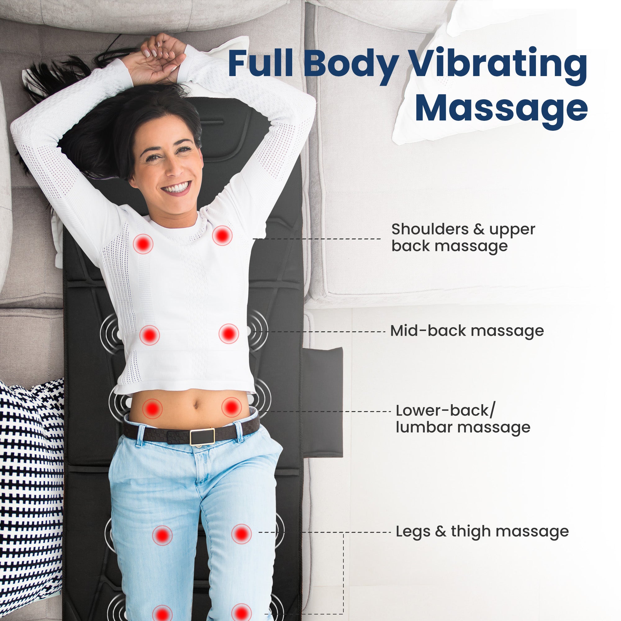 Comfier Full Body Massager COMFIER Full Body Massage Mat Pad for Bed, Massage Chair Pad with 10 Vibration Motors & 5 Massage Modes, Vibrating Heating Massage Mattress Pad for Back,Massager with Auto Shut Off  CF-3401