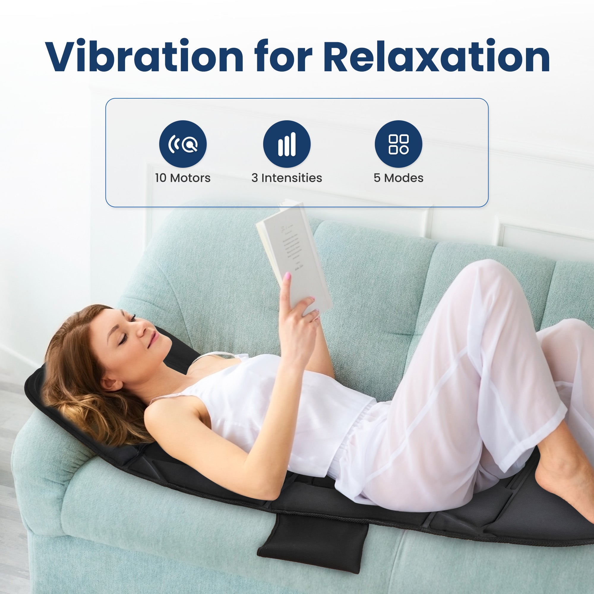 Vibrating Heating Massage Pad with 10 Vibration Motors & 5 Massage Modes - 3401 Vibrating Heating Massage Pad with 10 Vibration Motors & 5 Massage Modes - 3401
