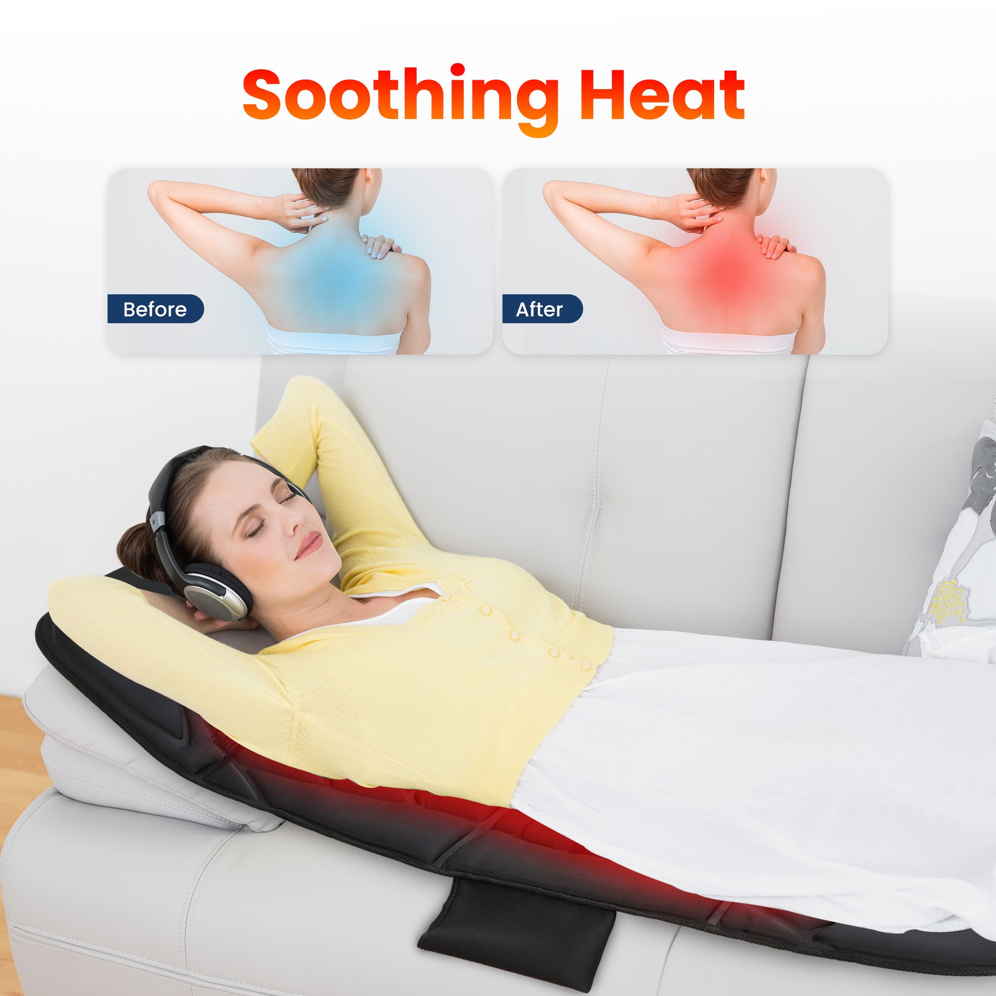 Comfier Full Body Massager COMFIER Full Body Massage Mat Pad for Bed, Massage Chair Pad with 10 Vibration Motors & 5 Massage Modes, Vibrating Heating Massage Mattress Pad for Back,Massager with Auto Shut Off  CF-3401