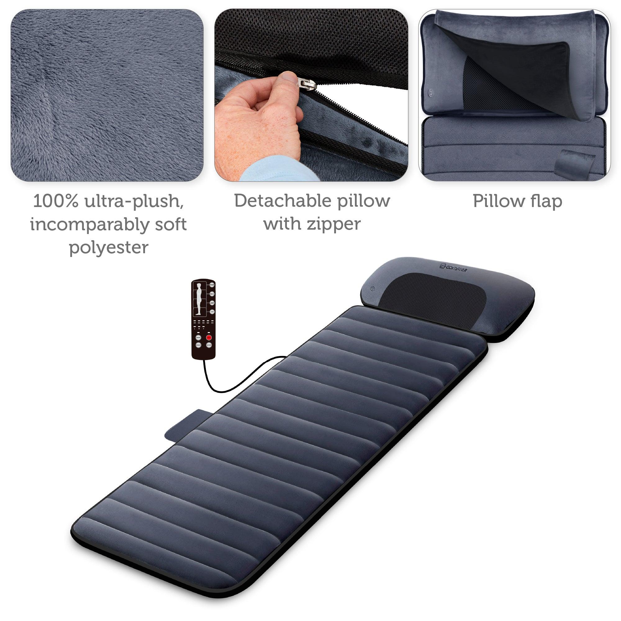 Comfier Full Body Massager Comfier Massage Mat, Full Body Heated Massage Pad with Movable Shiatsu Neck Massage Pillow CF-3603U