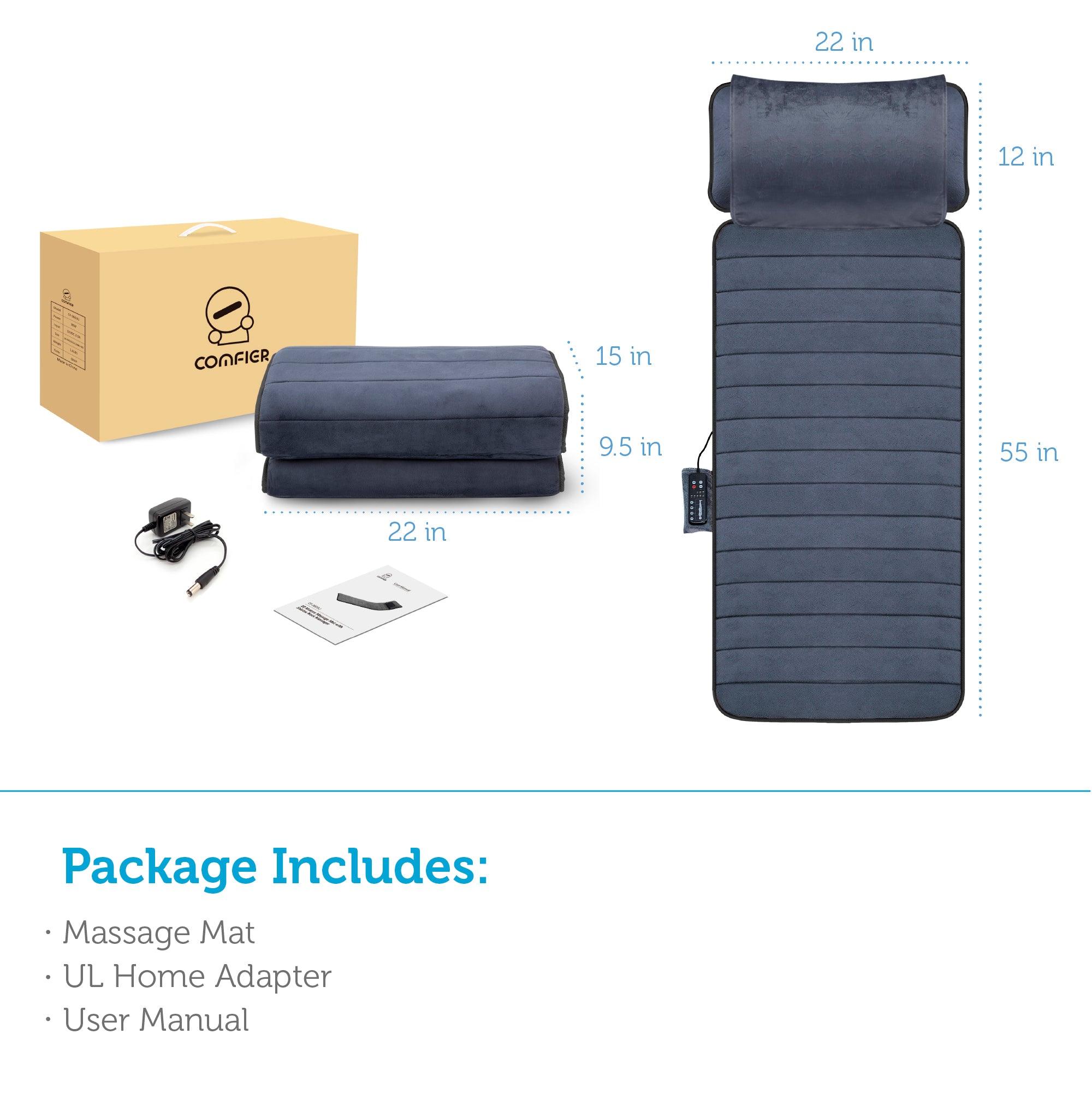Comfier Full Body Massager Comfier Massage Mat, Full Body Heated Massage Pad with Movable Shiatsu Neck Massage Pillow CF-3603U