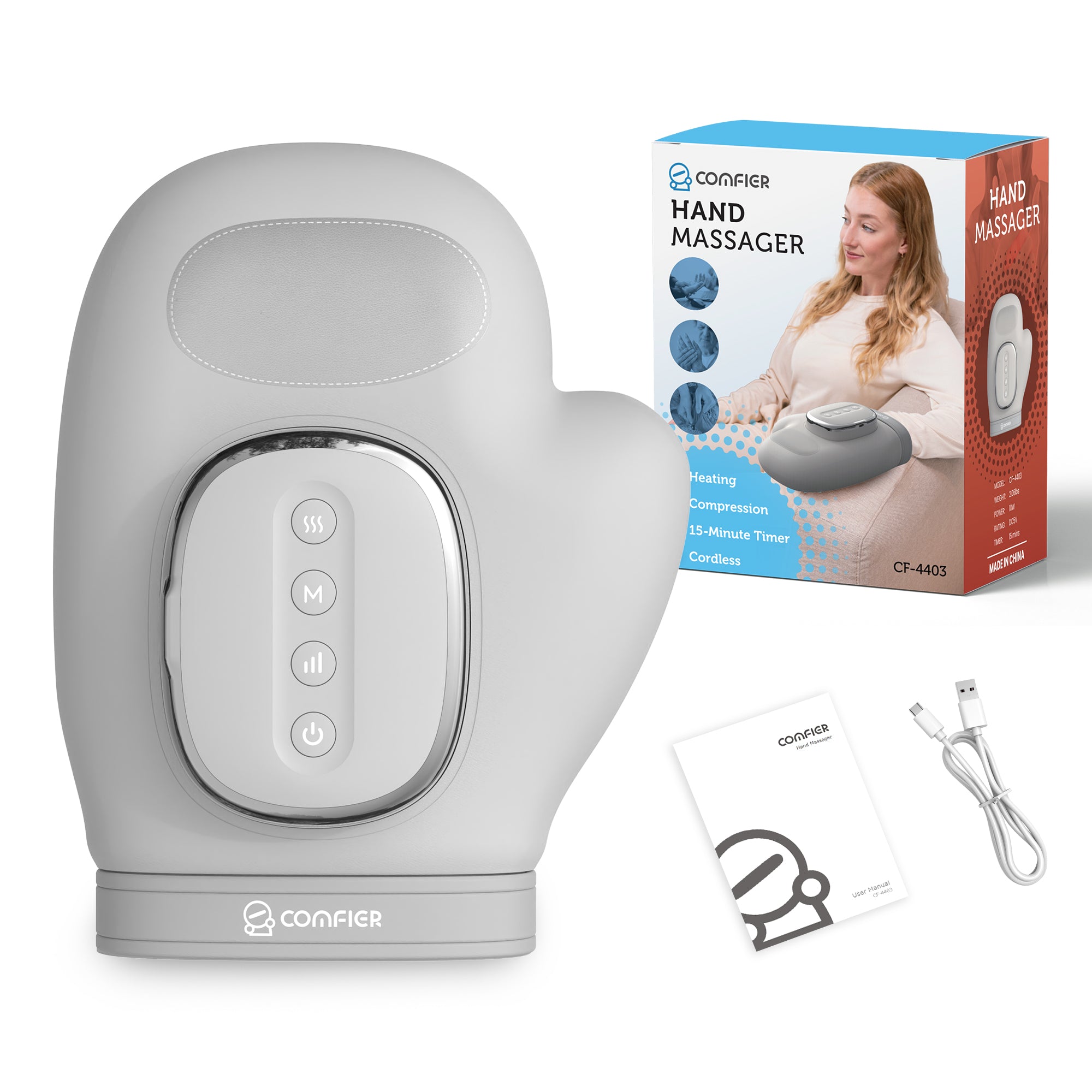 Comfier Hand Massager Comfier Wireless Hand Massager with Heat and Compression, 2025 Updated Hand Massager for Arthritis and Carpal Tunnel, Wrist Massager, Larger Electric Hand Massage CF-4403