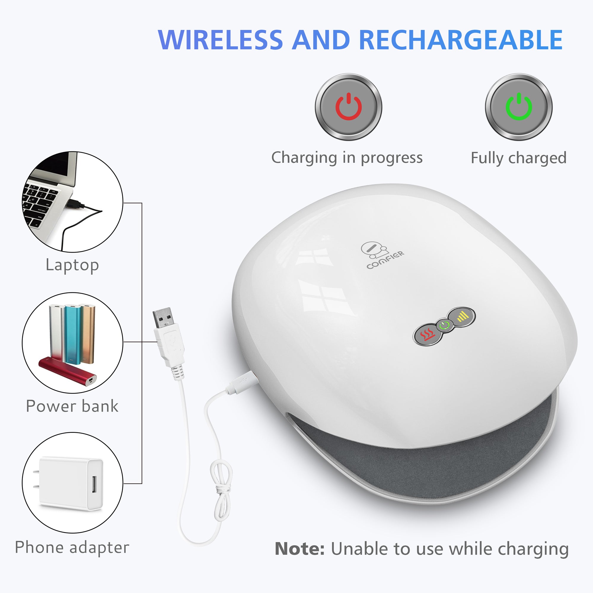 Comfier Hand Massager Comfier Wireless Hand Massager with Heat, FSA or HSA, 3 Levels Compression & Heating for Carpal Tunnel, Ideal Gifts CF-4803