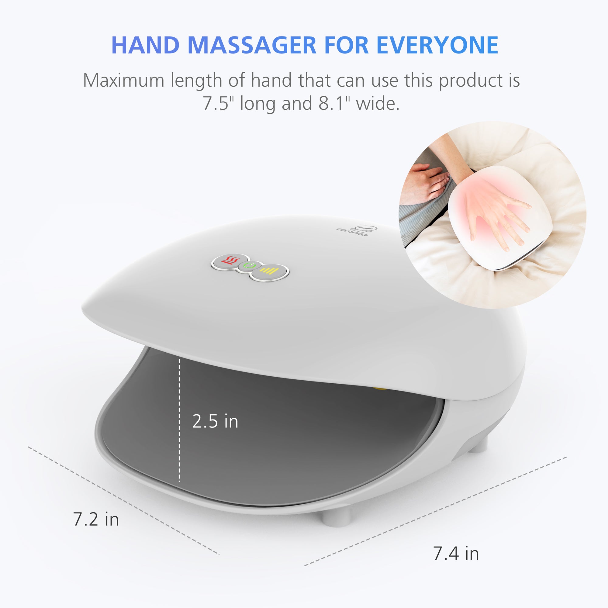 Comfier Hand Massager Comfier Wireless Hand Massager with Heat, FSA or HSA, 3 Levels Compression & Heating for Carpal Tunnel, Ideal Gifts CF-4803
